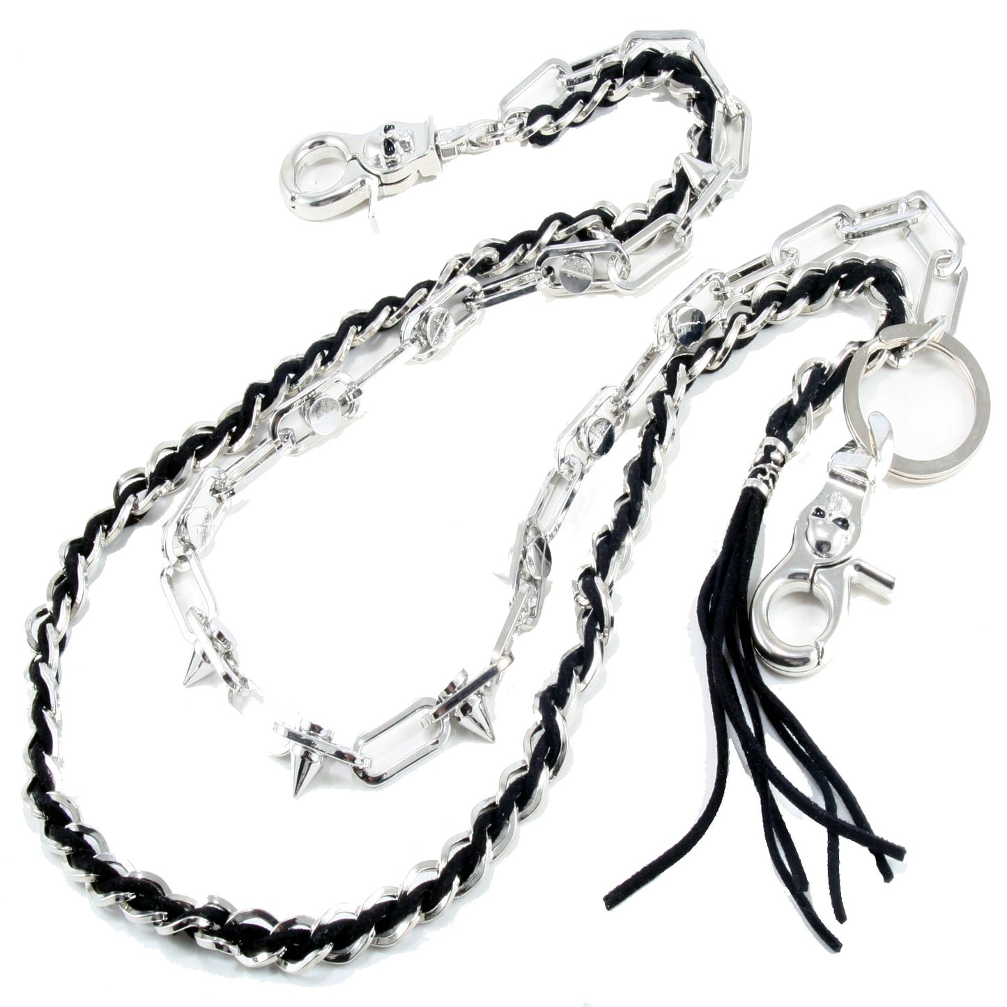 DK 2 Roof Spike Biker Trucker Key Jean Wallet Chain (26.5") Silver/Black CS35