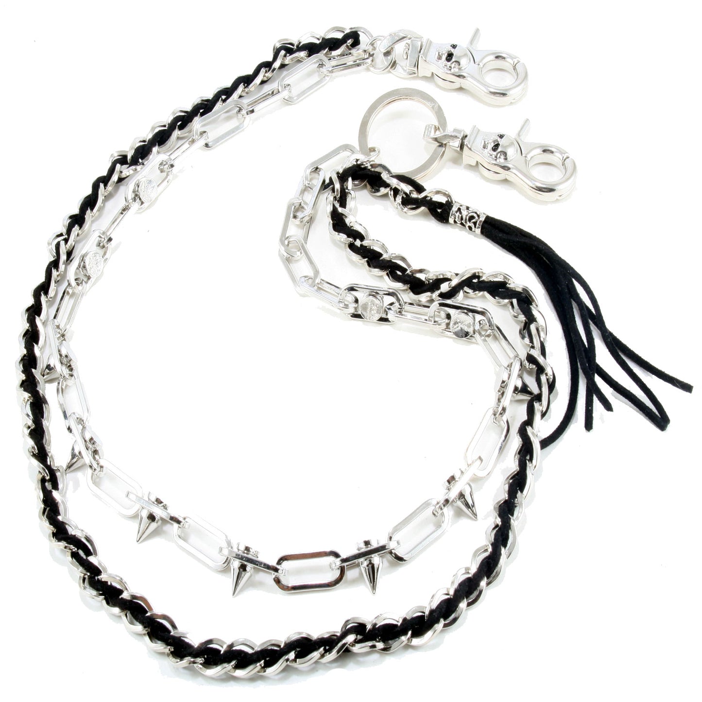 DK 2 Roof Spike Biker Trucker Key Jean Wallet Chain (26.5") Silver/Black CS35