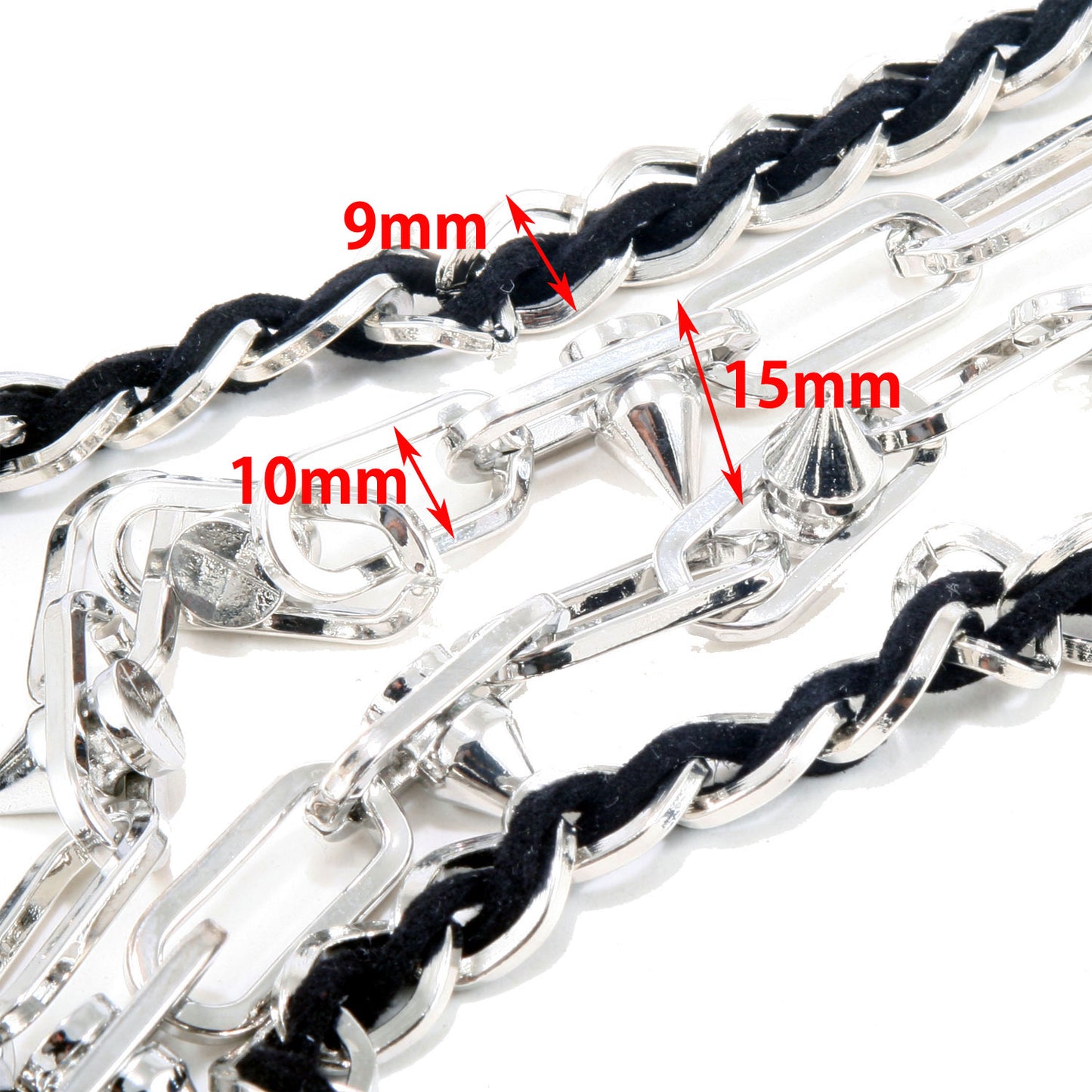 DK 2 Roof Spike Biker Trucker Key Jean Wallet Chain (26.5") Silver/Black CS35