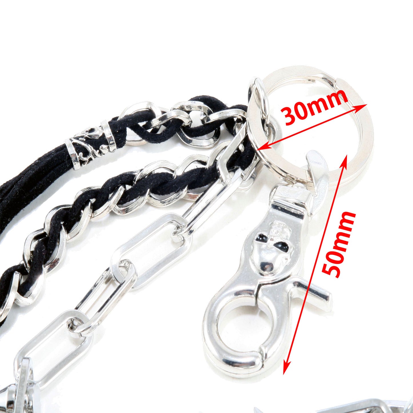 DK 2 Roof Spike Biker Trucker Key Jean Wallet Chain (26.5") Silver/Black CS35