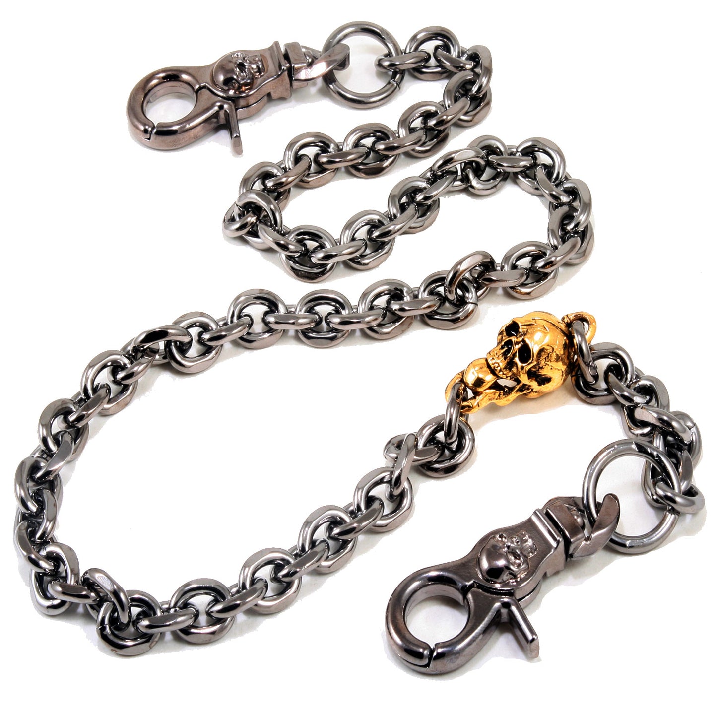 DK Gold Skull Strong Biker Trucker Key Jean Wallet Chain (22" 27") SLV/BLK CS40MLT
