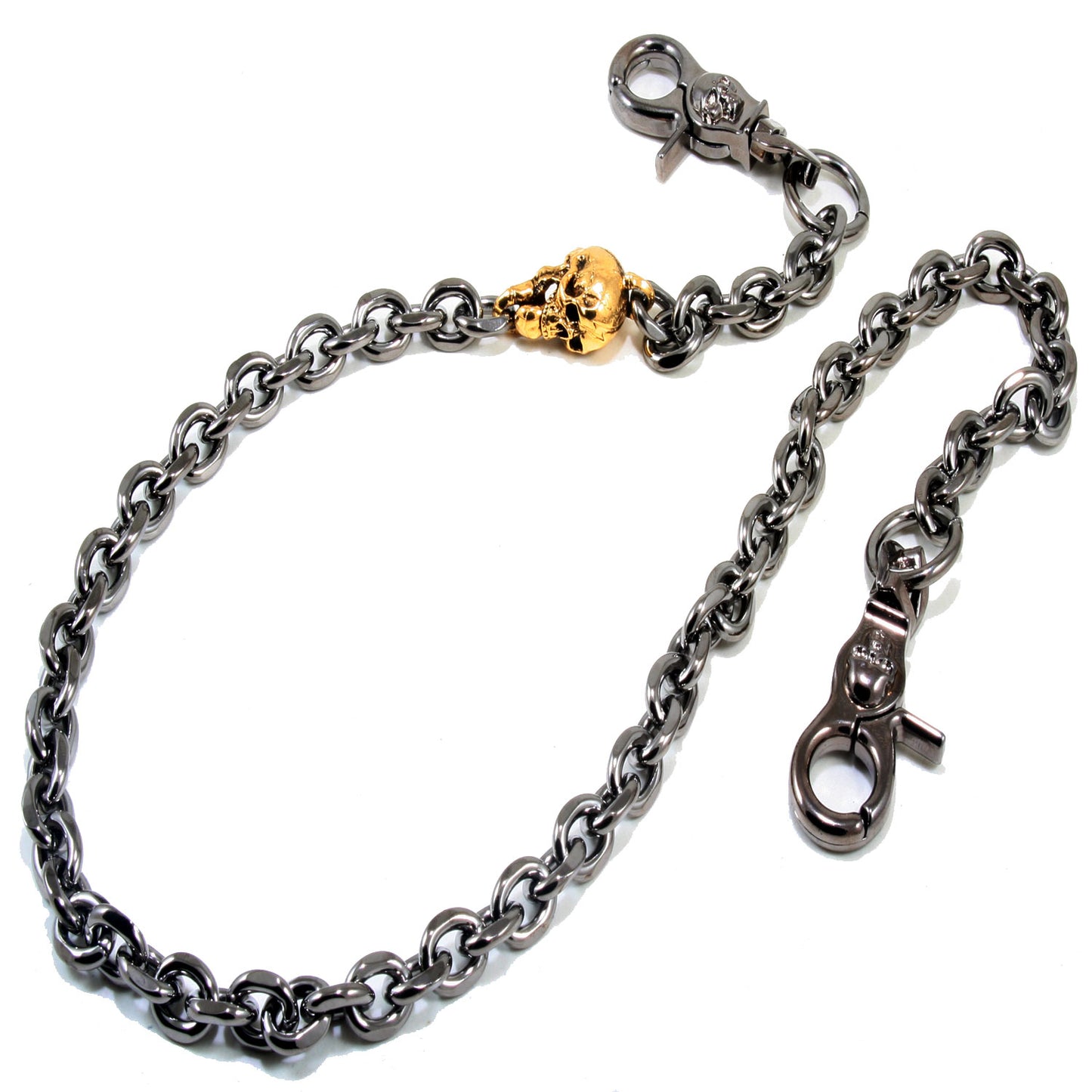 DK Gold Skull Strong Biker Trucker Key Jean Wallet Chain (22" 27") SLV/BLK CS40MLT