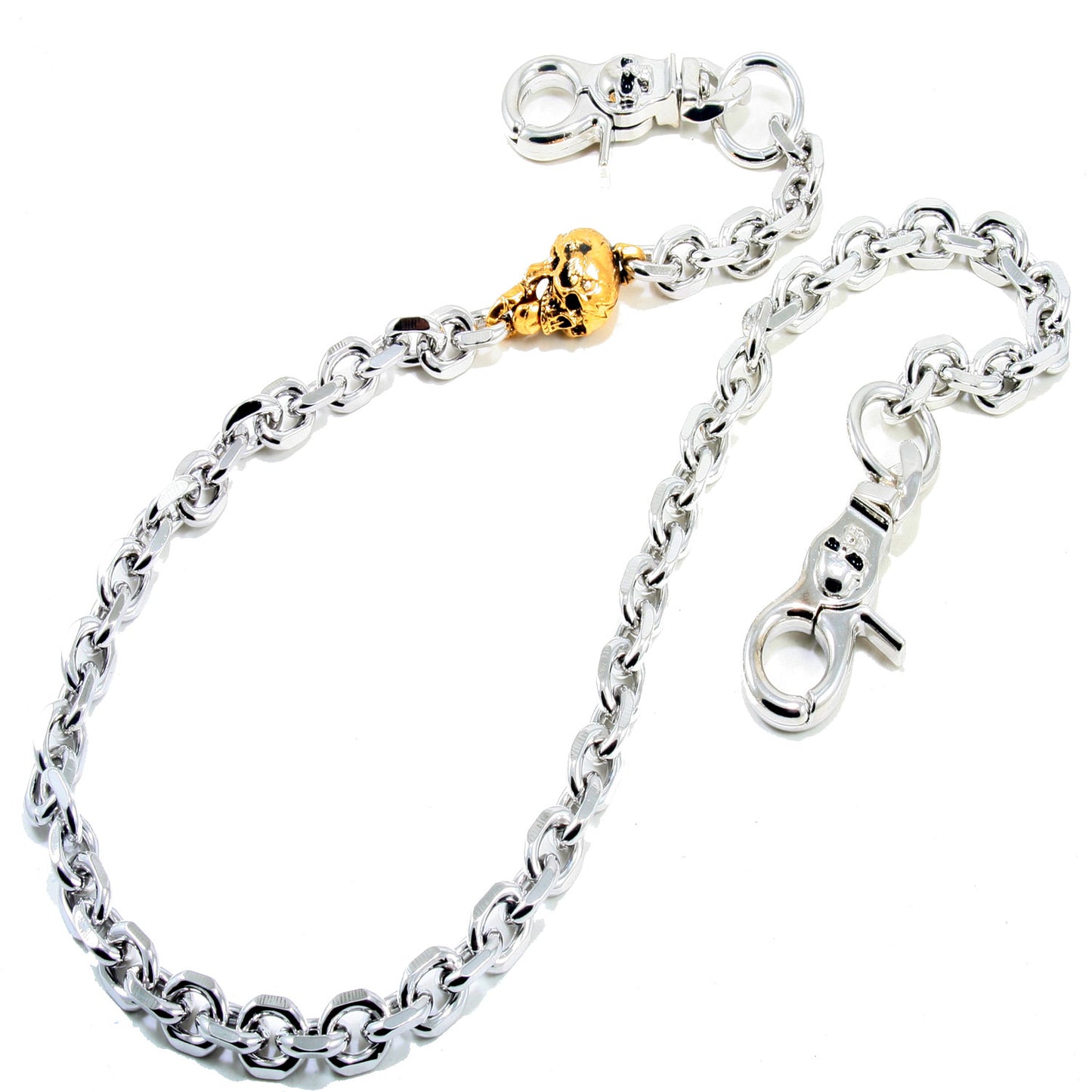 DK Gold Skull Strong Biker Trucker Key Jean Wallet Chain (22" 27") SLV/BLK CS40MLT