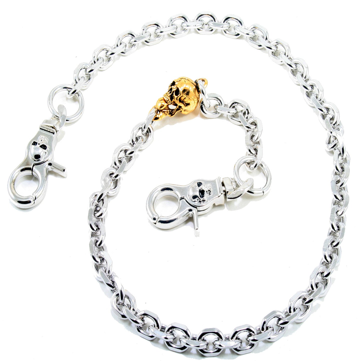 DK Gold Skull Strong Biker Trucker Key Jean Wallet Chain (22" 27") SLV/BLK CS40MLT