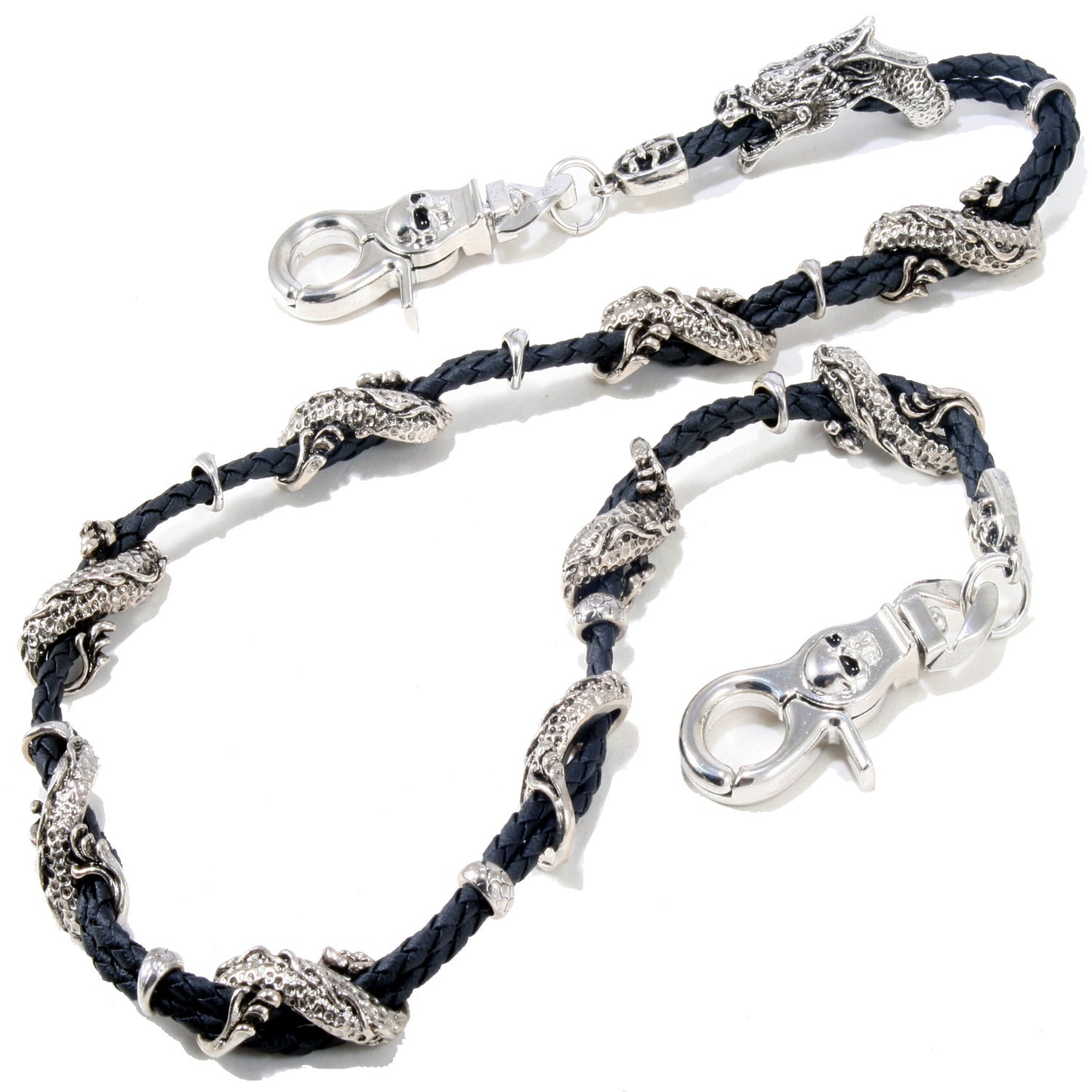 DK Dragon Pendant Synthetic Leather Biker Key Jean Wallet Chain (27") Black CS44
