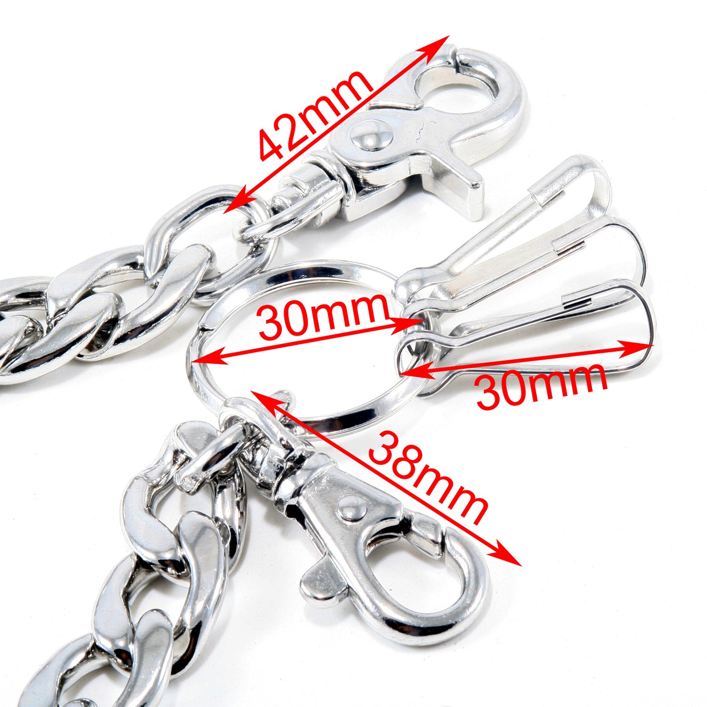 DK EMO Strong Basic Heavy Biker Trucker Key Jean Wallet Chain (23/30") RN/SLV/BLK CS47MLT