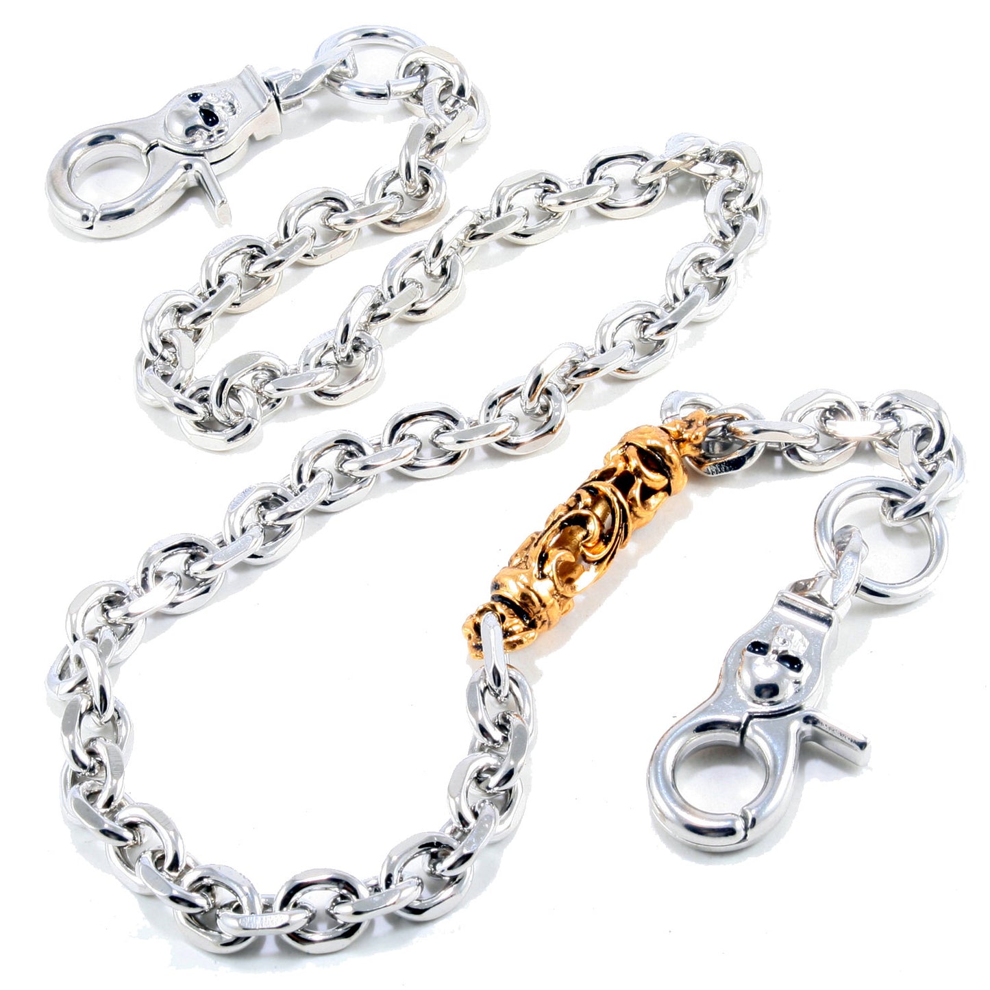 DK Gold Gothic Pendant Strong Biker Trucker Key Jean Wallet Chain (22/27") SLV/BLK CS49MLT