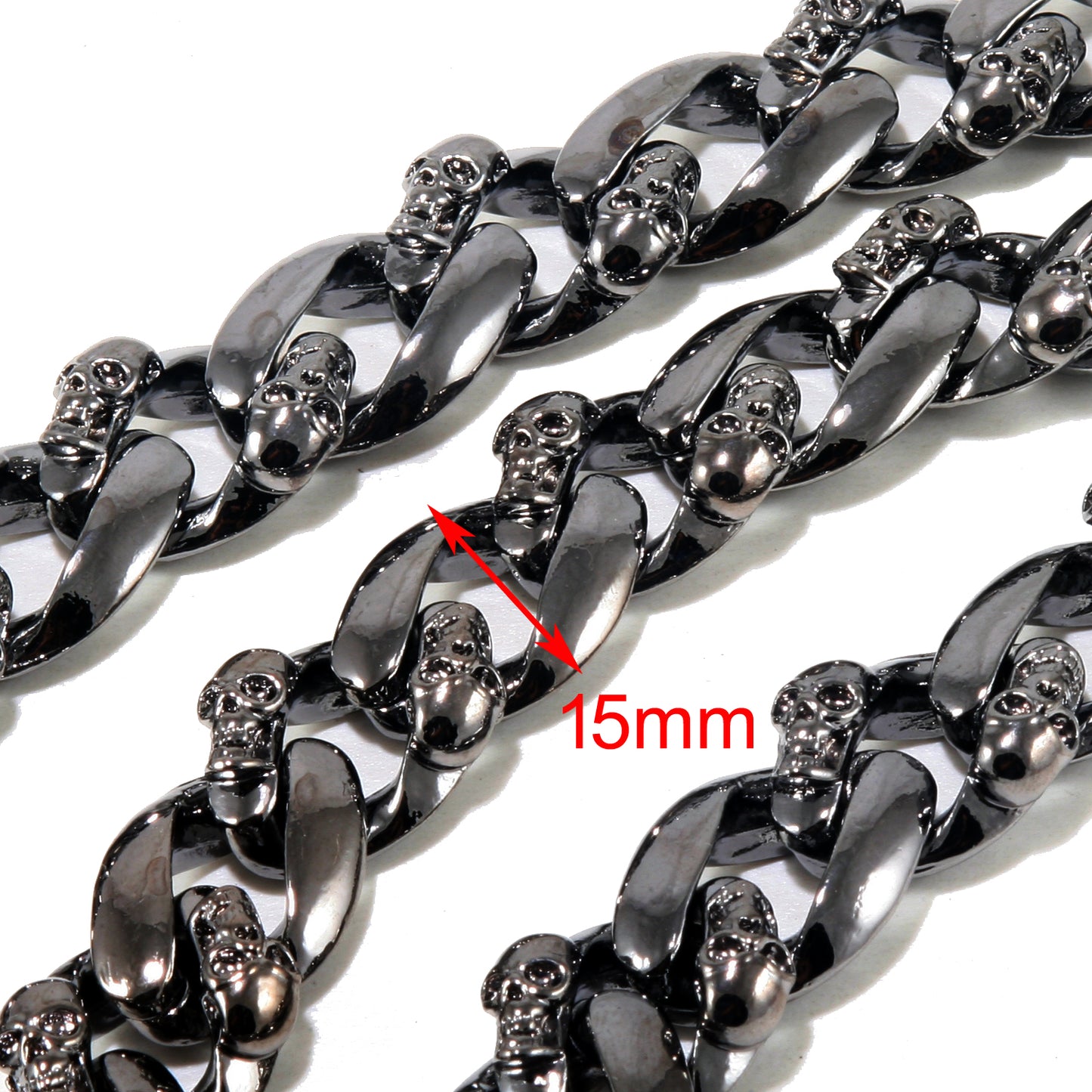 DK Medieval Skull Symbol Biker Trucker Key Jean Wallet Chain (18/22) SLV BLK CS57M