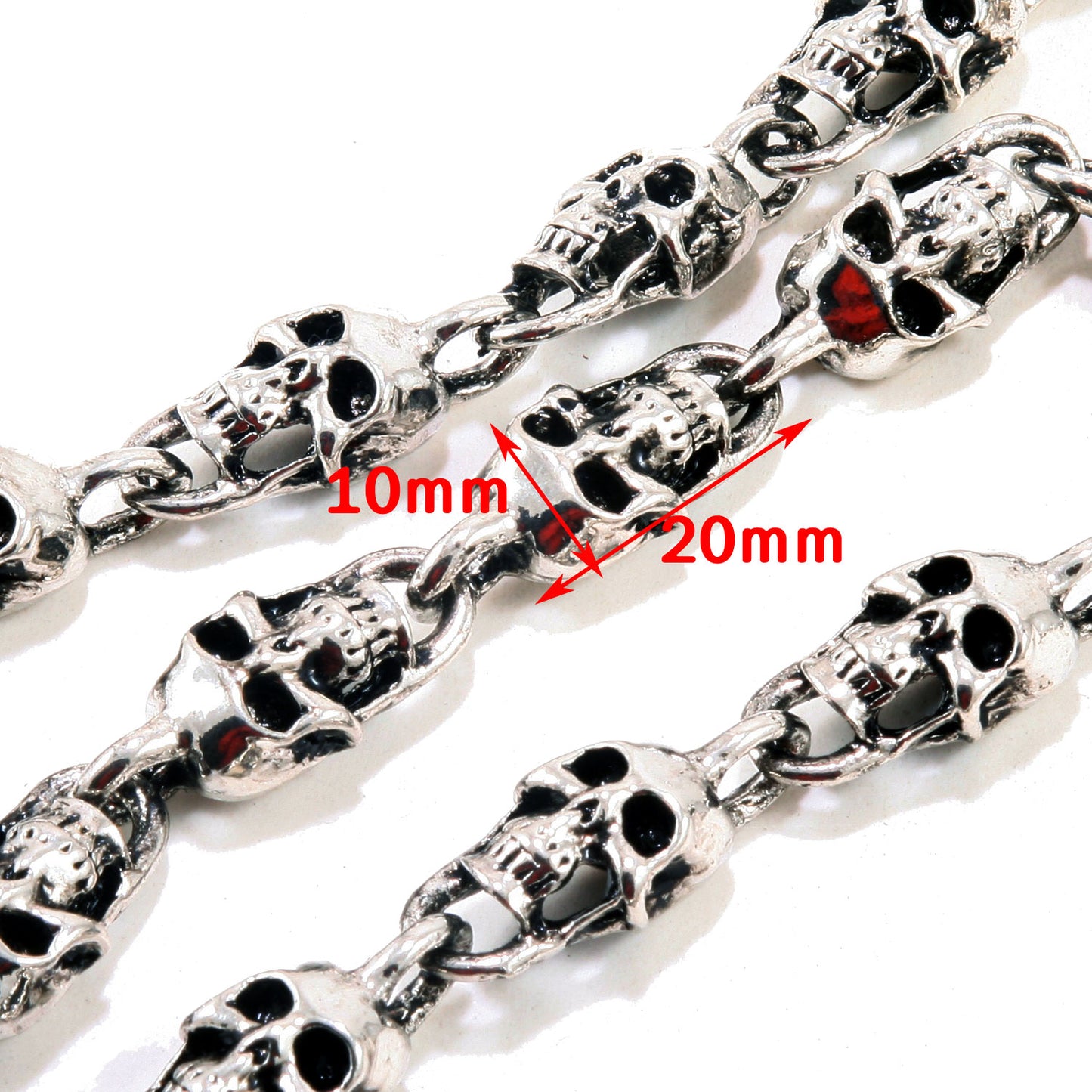 DoubleK Skull Axe Pendant Heavy Biker Trucker Key Jean Wallet Chain (22.5/28.5") Silver Black CS59