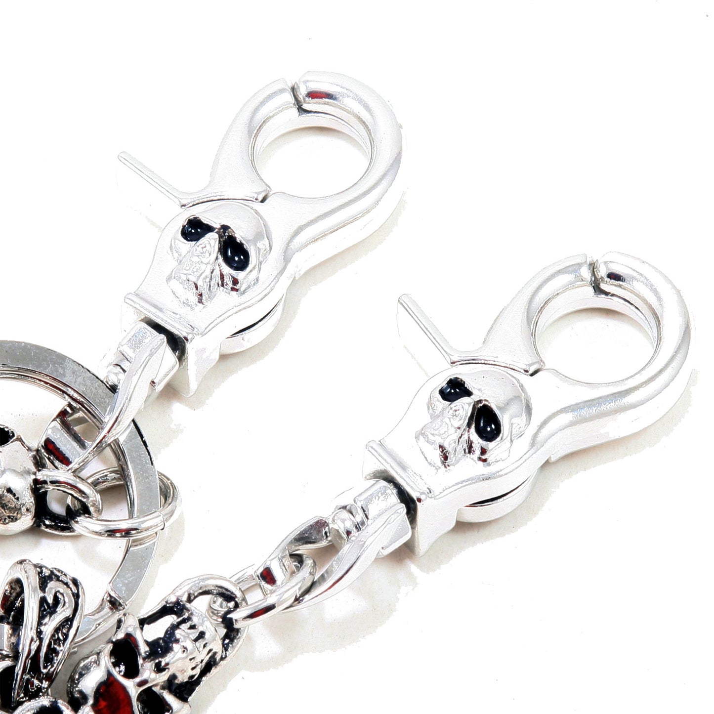 DoubleK Skull Axe Pendant Heavy Biker Trucker Key Jean Wallet Chain (22.5/28.5") Silver Black CS59