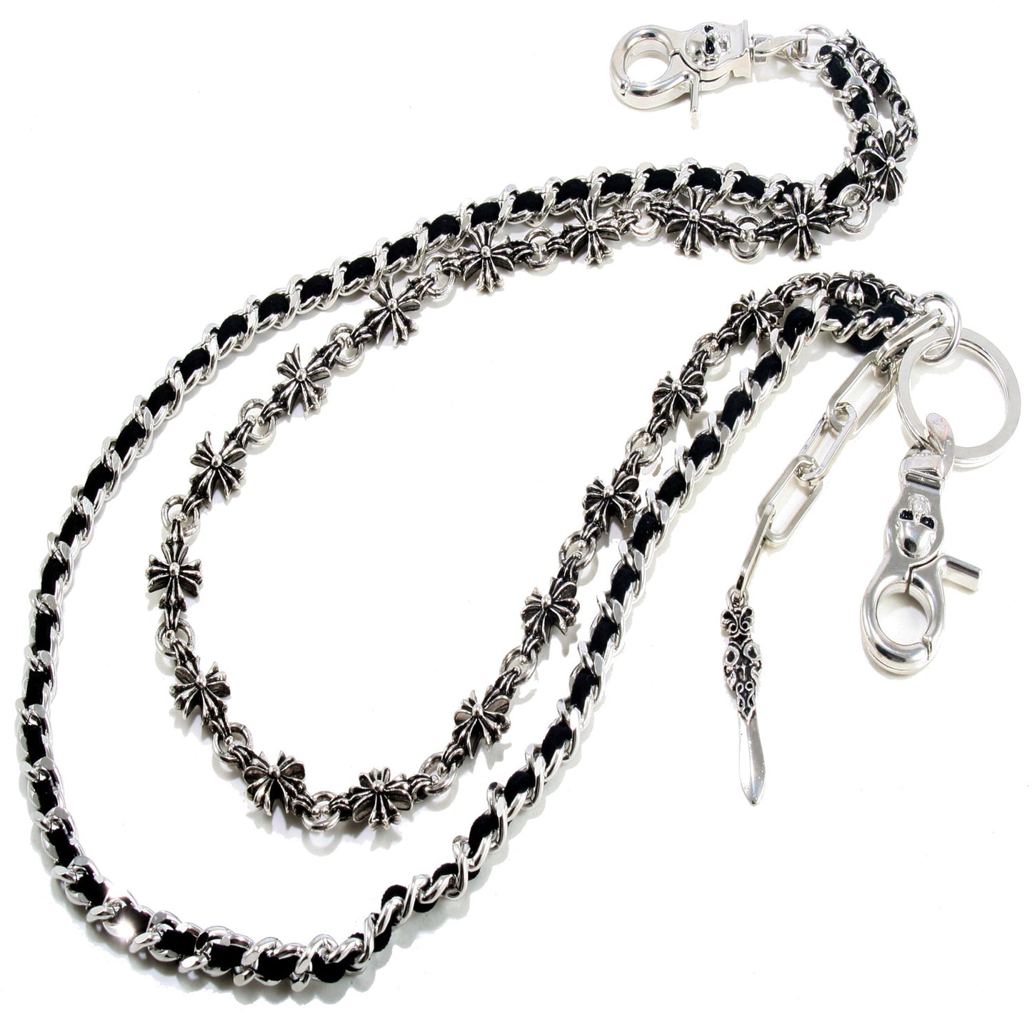 DK Knife Pendant Combo EMO Biker Keychain Key Jean Wallet Chain CS62