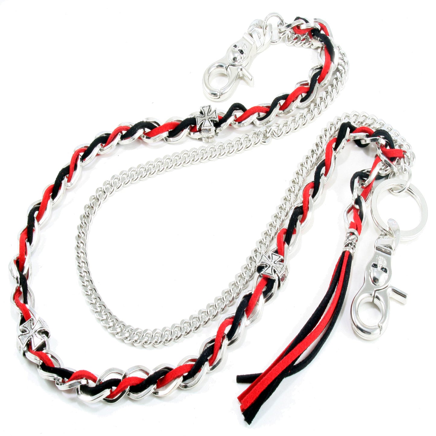 DK 2 Row Link Black Red Suede EMO Biker Keychain Key Jean Wallet Chain (24.5") CS64