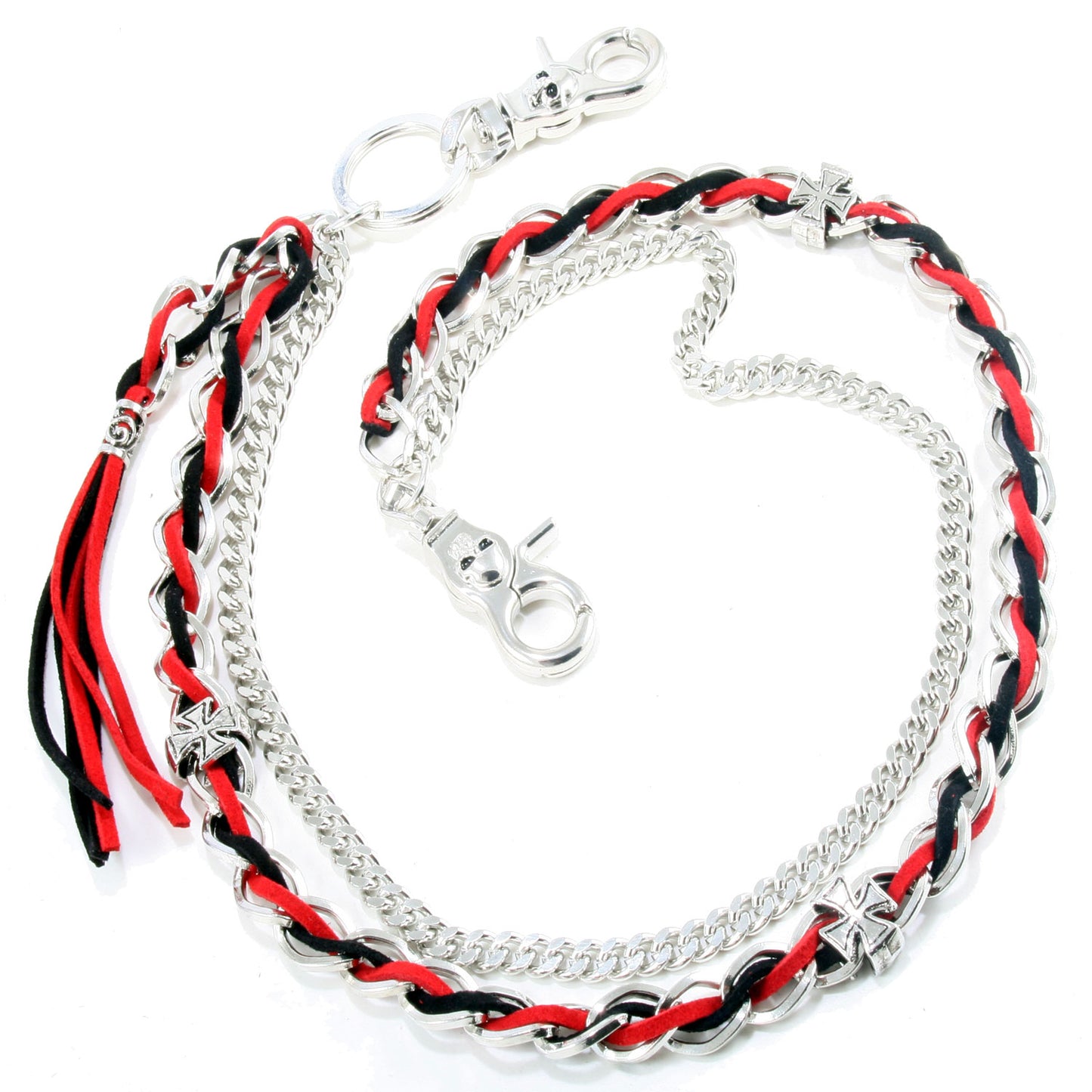 DK 2 Row Link Black Red Suede EMO Biker Keychain Key Jean Wallet Chain (24.5") CS64