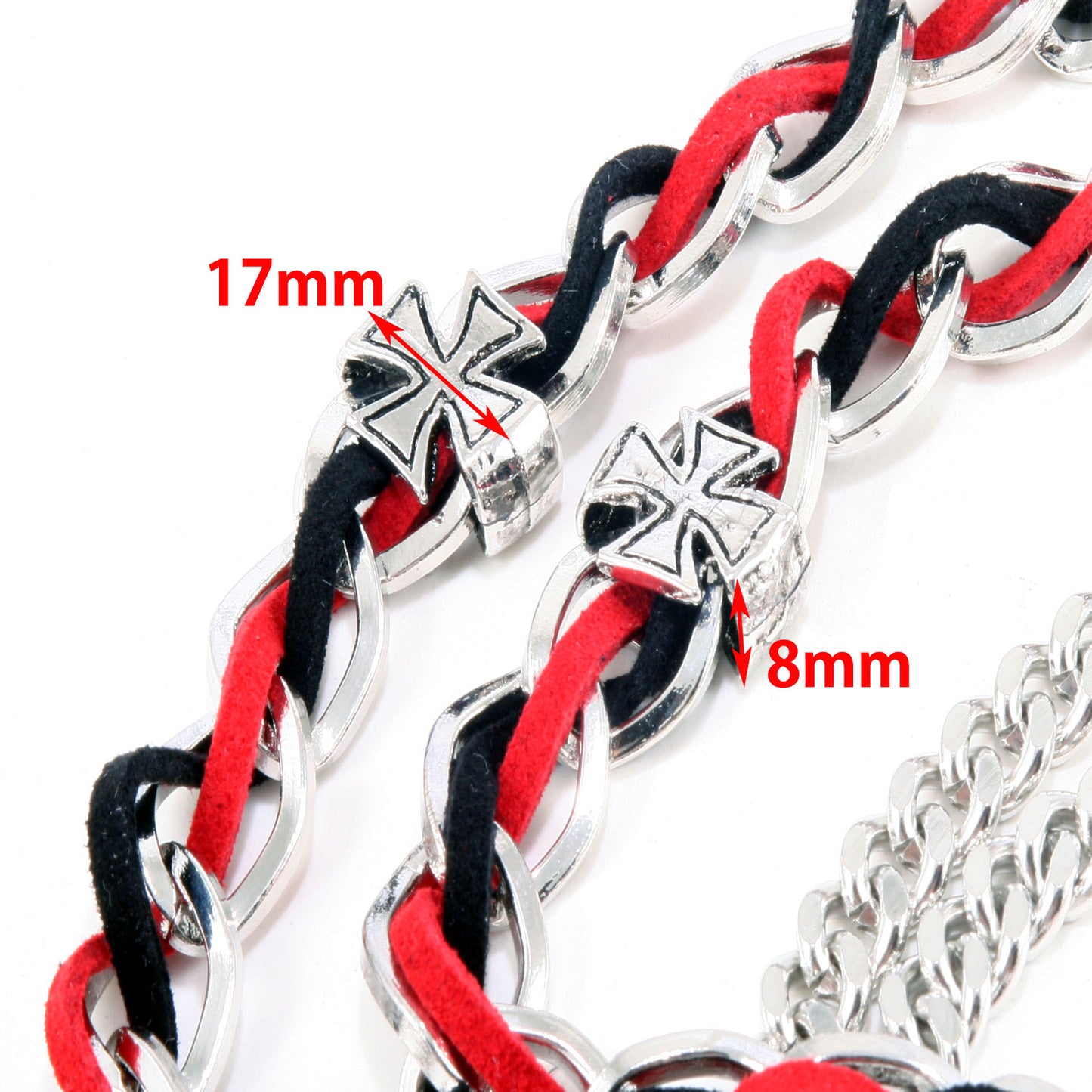 DK 2 Row Link Black Red Suede EMO Biker Keychain Key Jean Wallet Chain (24.5") CS64