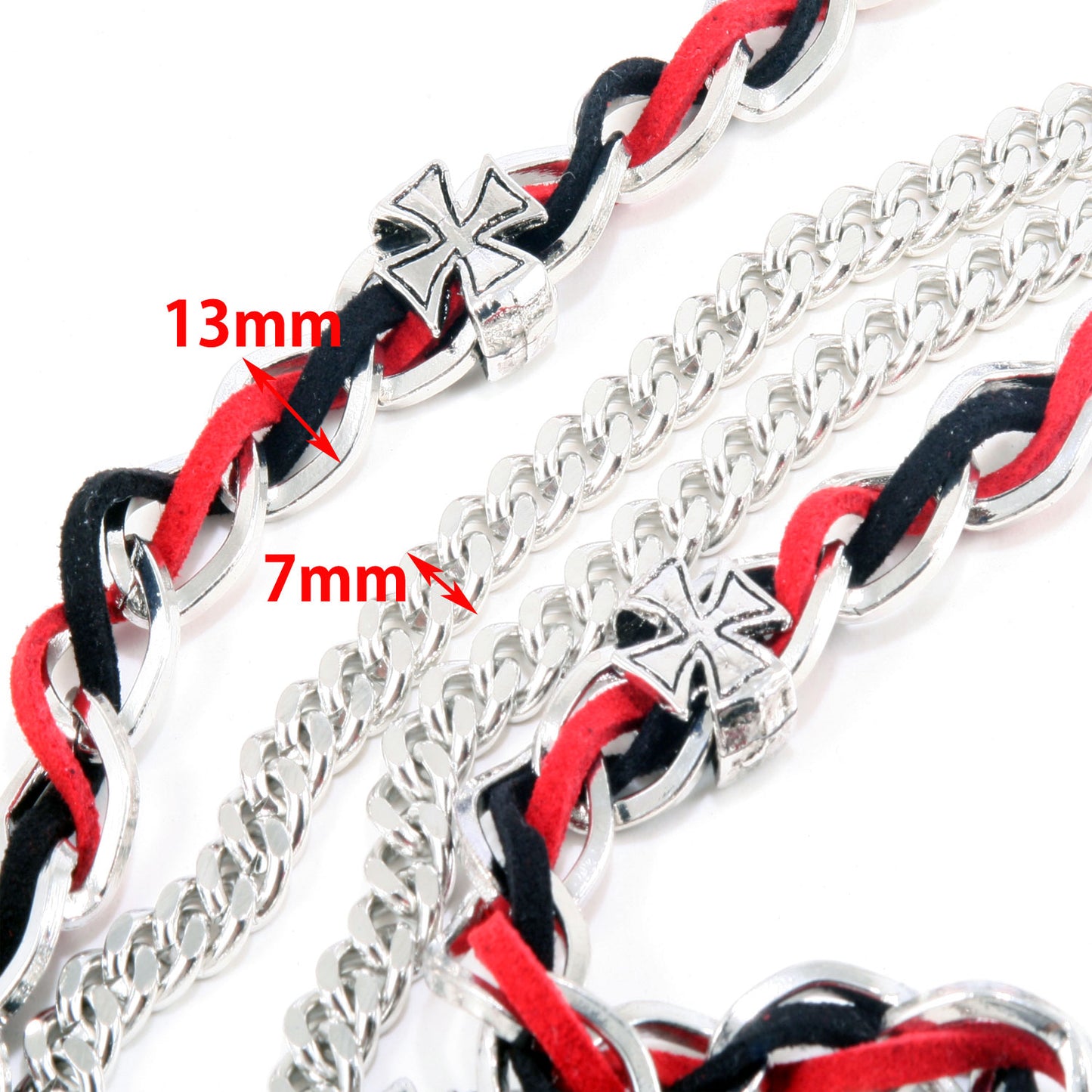 DK 2 Row Link Black Red Suede EMO Biker Keychain Key Jean Wallet Chain (24.5") CS64