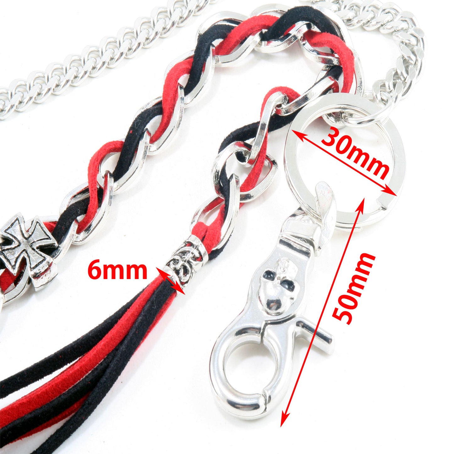 DK 2 Row Link Black Red Suede EMO Biker Keychain Key Jean Wallet Chain (24.5") CS64