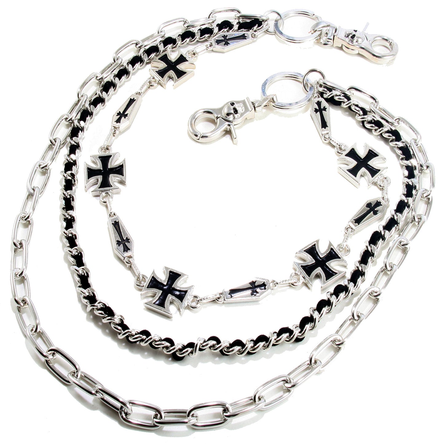 DK Cross Mark 3 Line Biker Trucker Key Jean Wallet Chain (23.5") Silver CS78