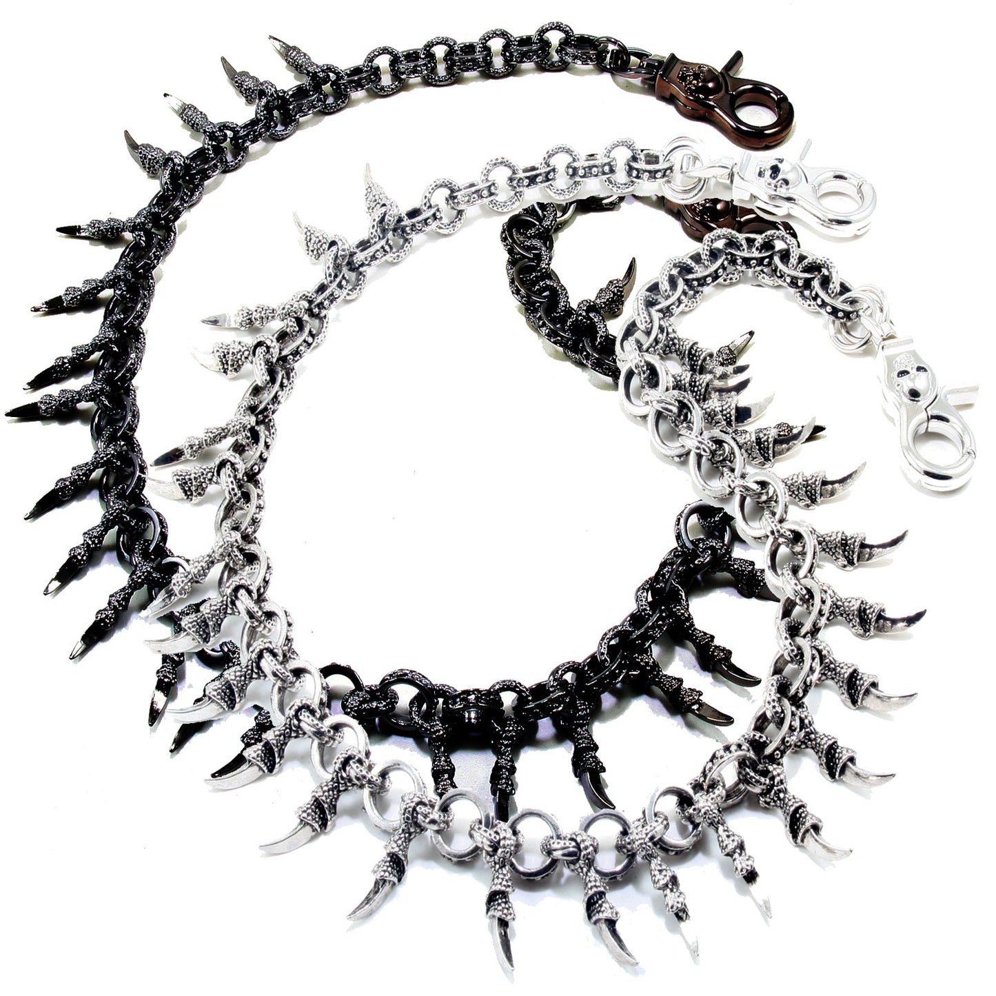DK Claw Pendant Ring EMO Biker Trucker Key Jean Wallet Chain (28") SLV/BLK CS79MLT