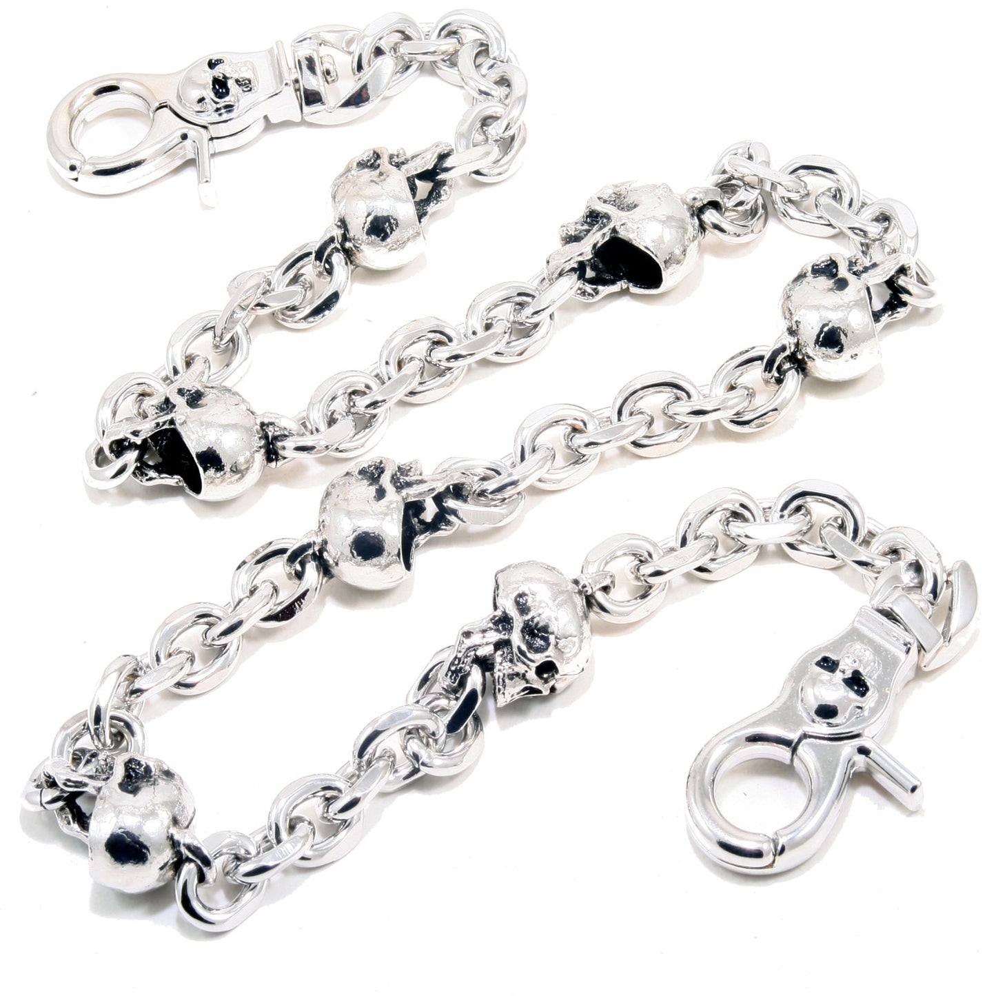 DK Multi Skull Connect EMO Biker Trucker Key Jean Wallet Chain CS80 (22/26.5") SLV BLK CS80MLT