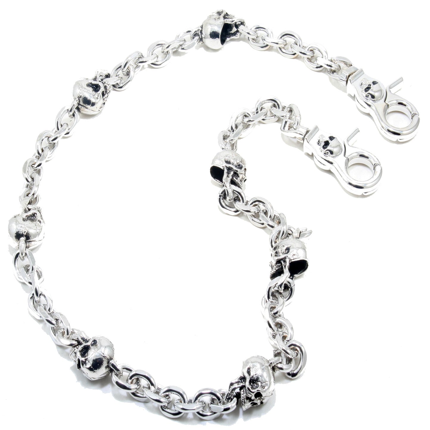 DK Multi Skull Connect EMO Biker Trucker Key Jean Wallet Chain CS80 (22/26.5") SLV BLK CS80MLT
