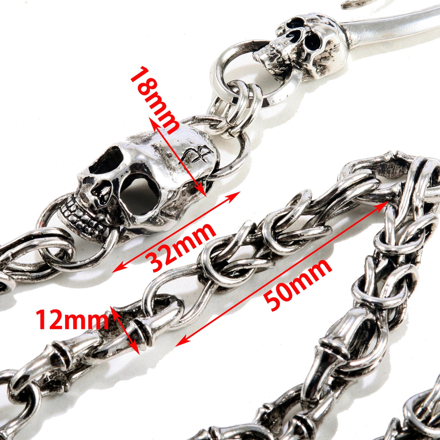DK Cross Pendant Skull Biker Trucker Key Jean Wallet Chain (25.5") Silver CS82
