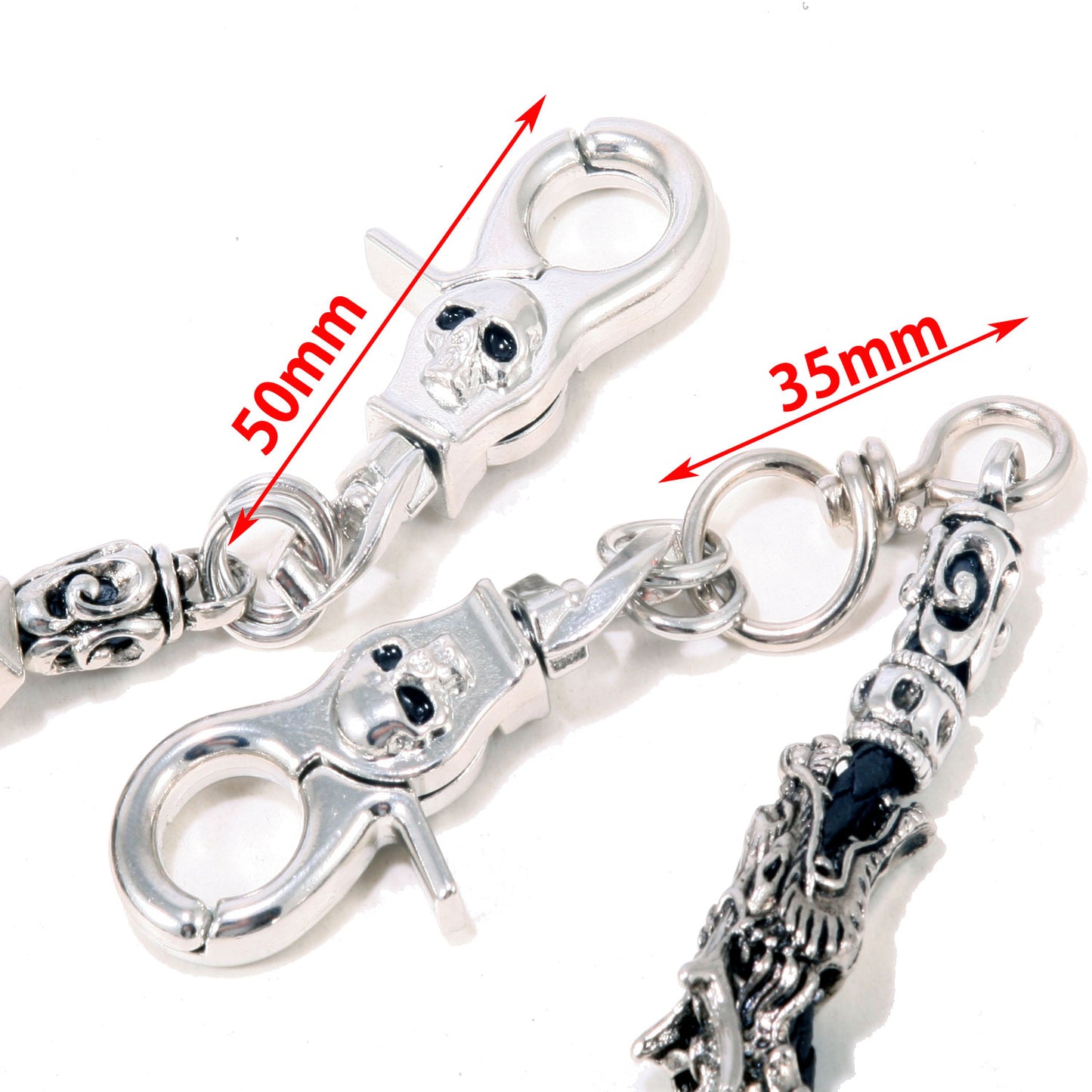 DK Heavy Head Tail Dragon Trucker Biker Key Jean Wallet Chain (29") Silver NCS87