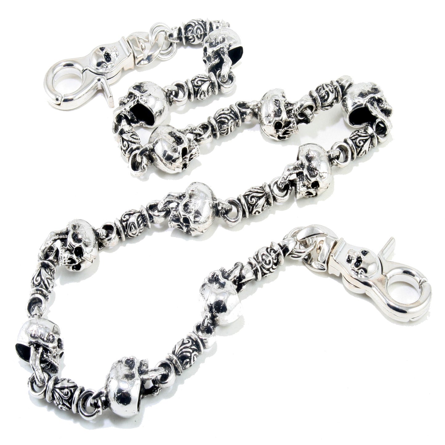 DK EMO Skull Connect Classic Biker Trucker Key Jean Wallet Chain (21/28.5") SLV/BLK NCS34