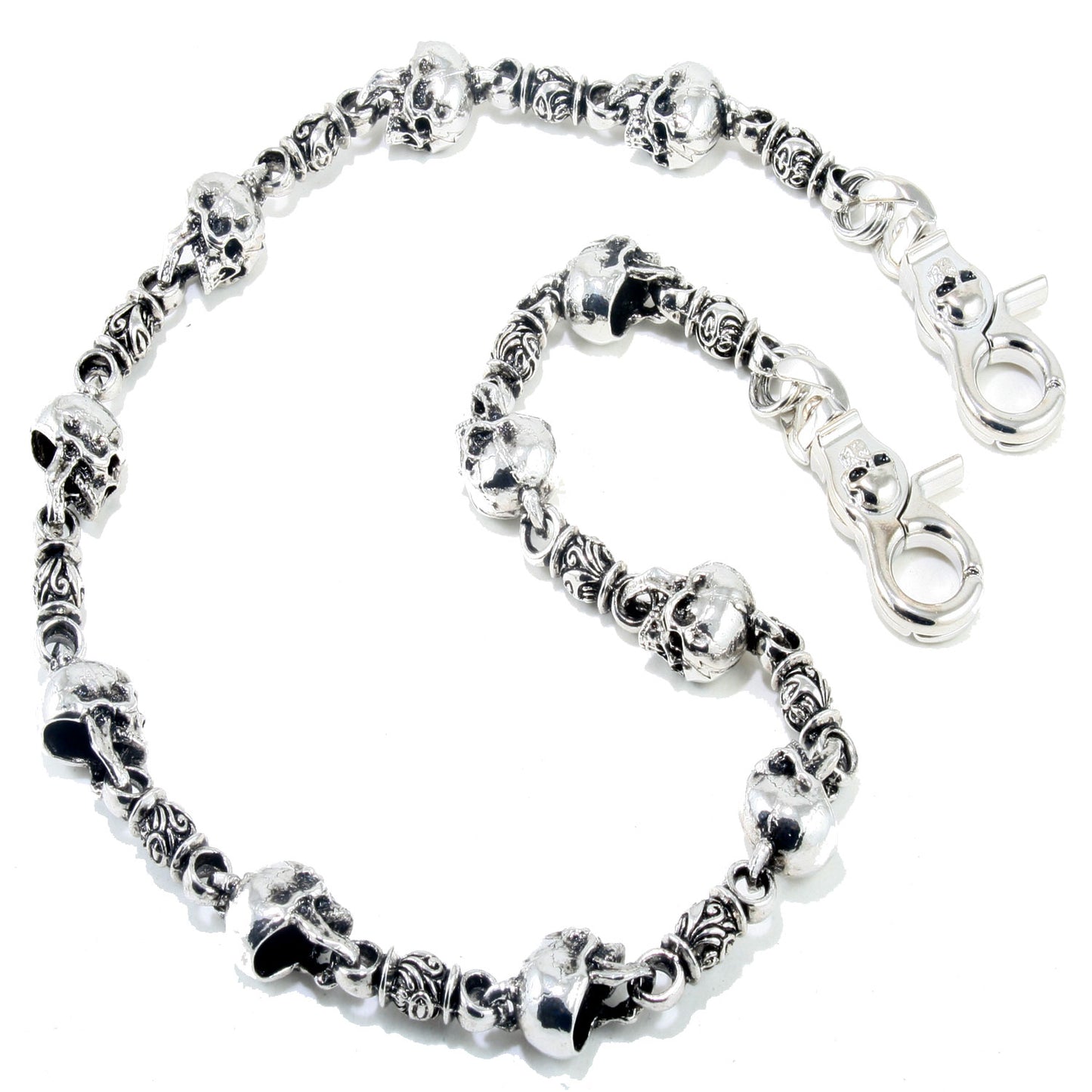DK EMO Skull Connect Classic Biker Trucker Key Jean Wallet Chain (21/28.5") SLV/BLK NCS34