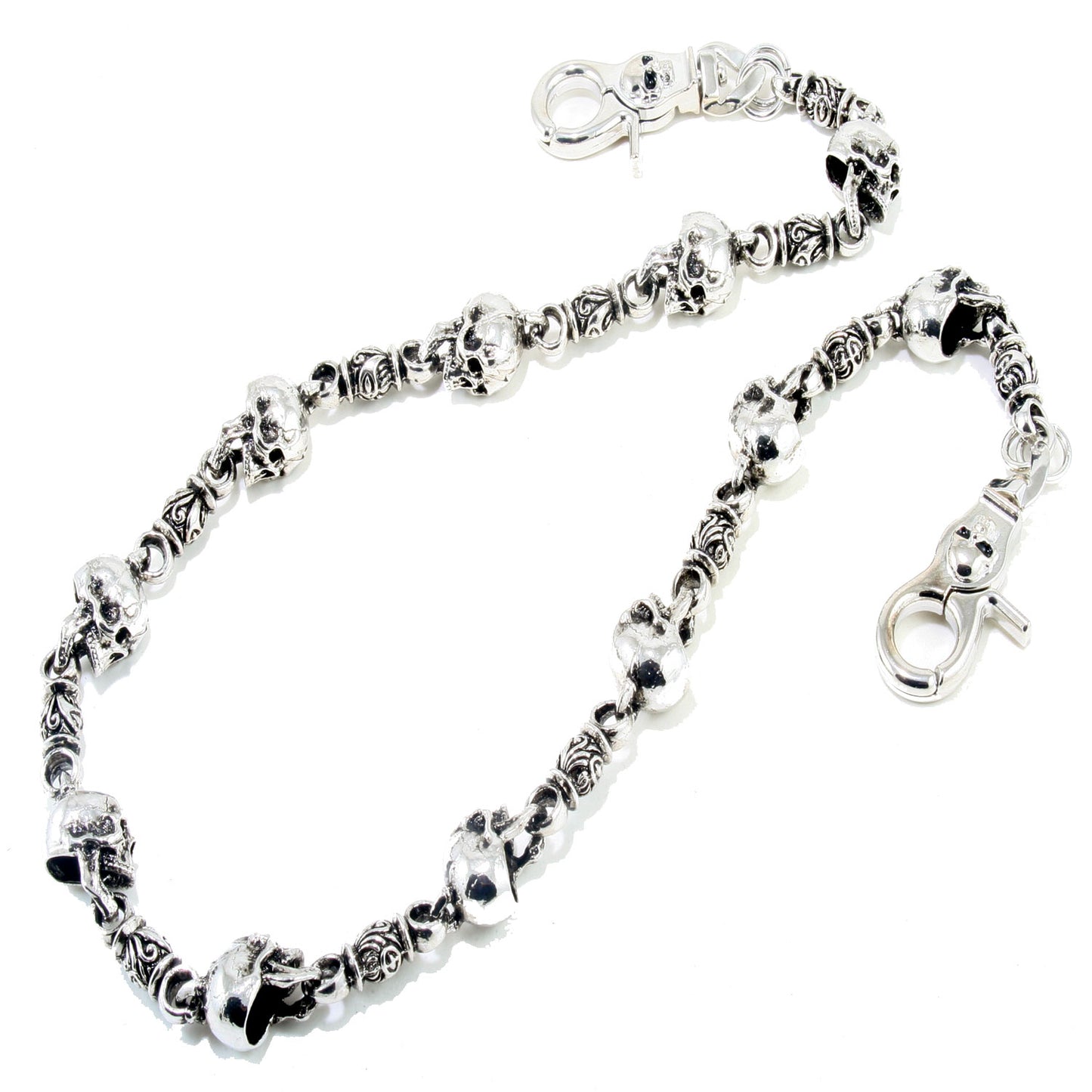 DK EMO Skull Connect Classic Biker Trucker Key Jean Wallet Chain (21/28.5") SLV/BLK NCS34