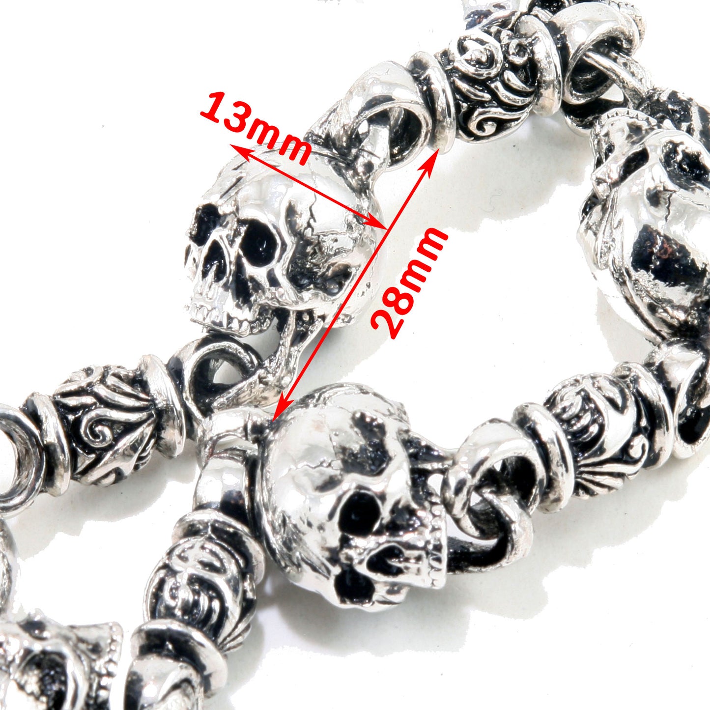 DK EMO Skull Connect Classic Biker Trucker Key Jean Wallet Chain (21/28.5") SLV/BLK NCS34