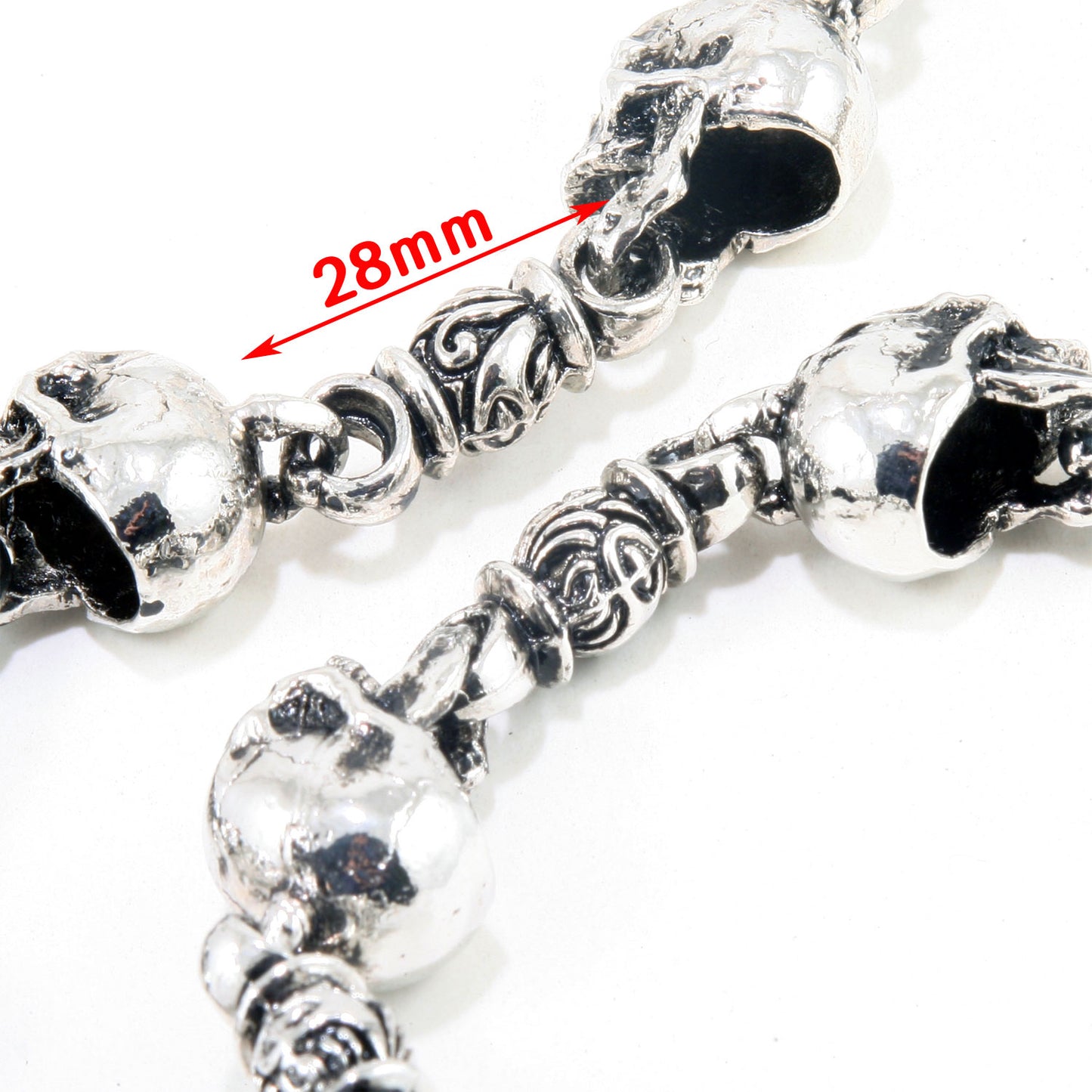 DK EMO Skull Connect Classic Biker Trucker Key Jean Wallet Chain (21/28.5") SLV/BLK NCS34