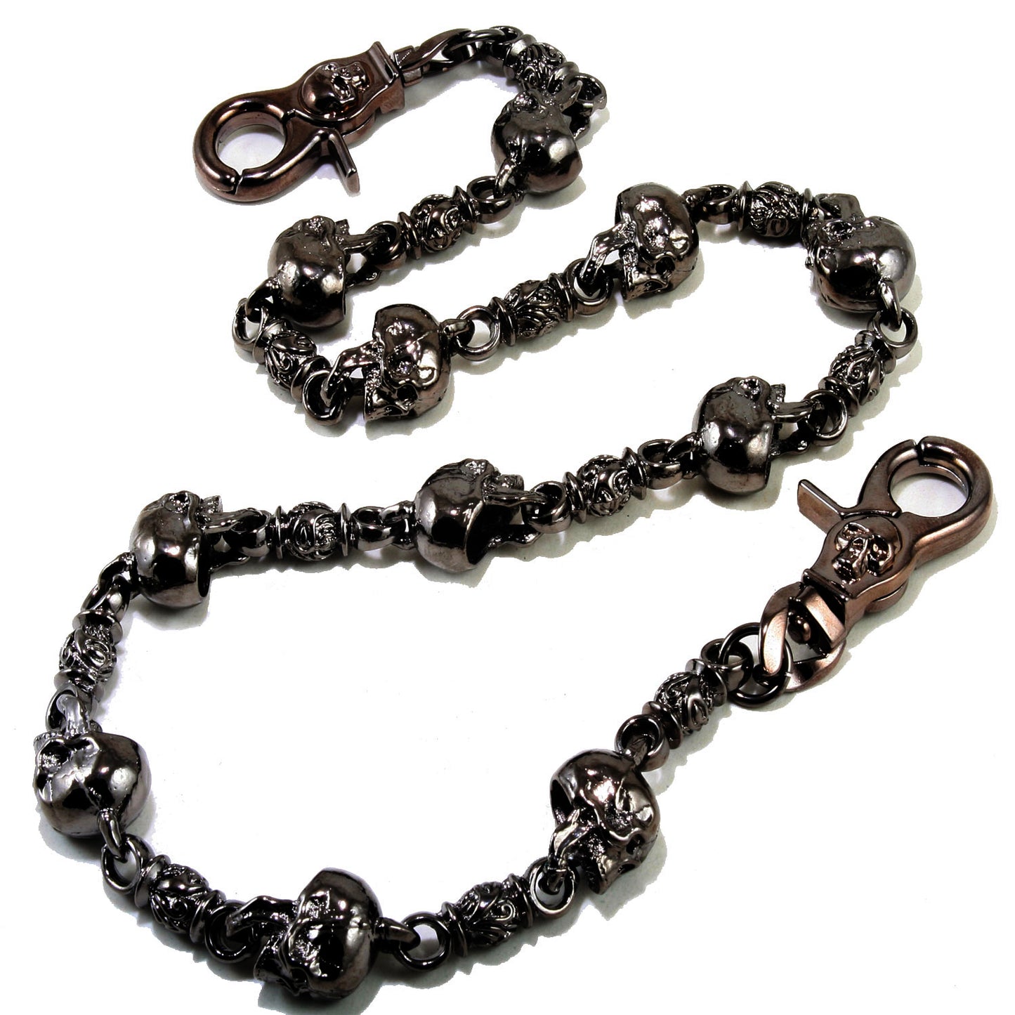 DK EMO Skull Connect Classic Biker Trucker Key Jean Wallet Chain (21/28.5") SLV/BLK NCS34