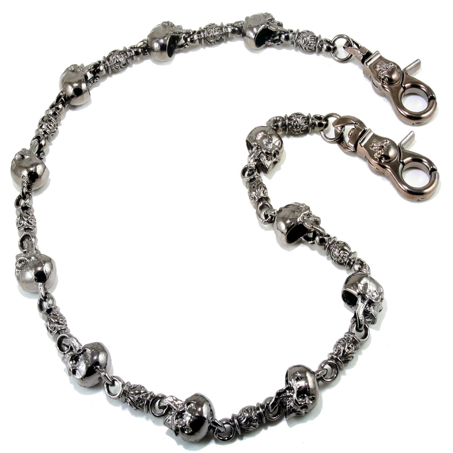 DK EMO Skull Connect Classic Biker Trucker Key Jean Wallet Chain (21/28.5") SLV/BLK NCS34