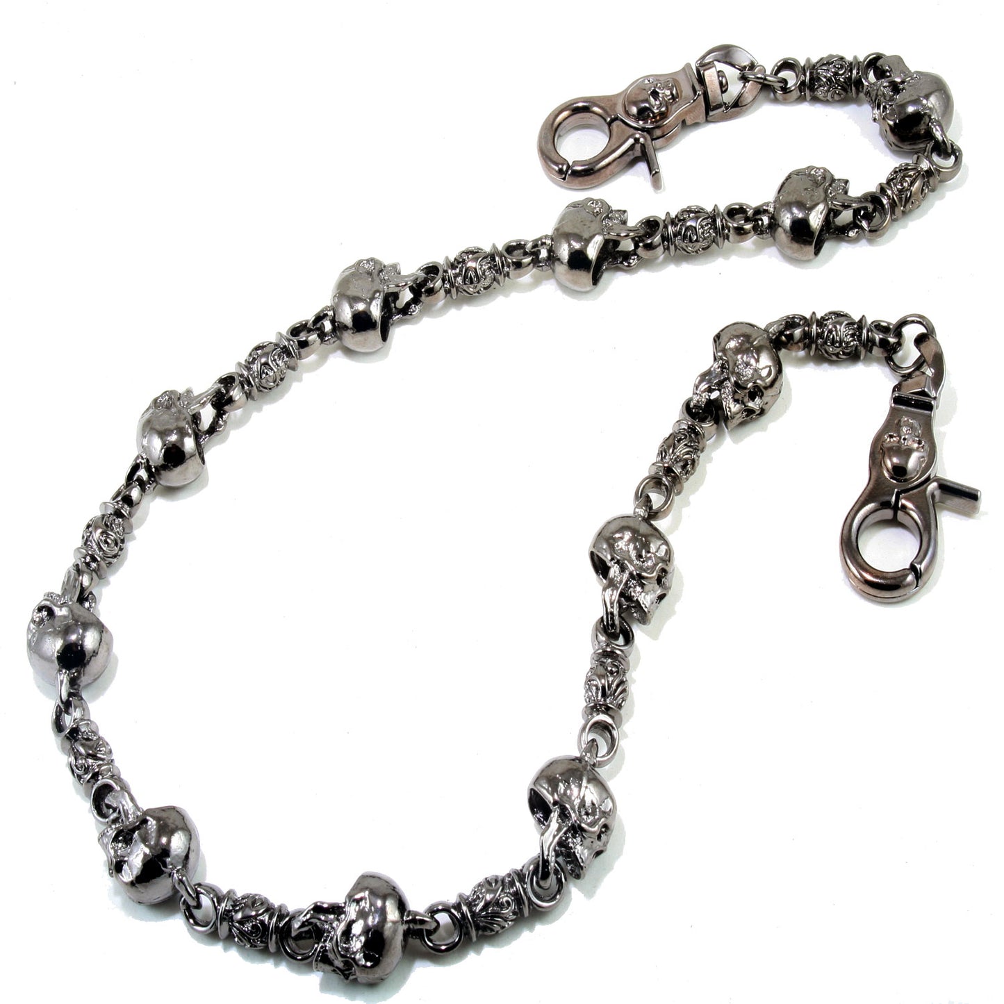 DK EMO Skull Connect Classic Biker Trucker Key Jean Wallet Chain (21/28.5") SLV/BLK NCS34