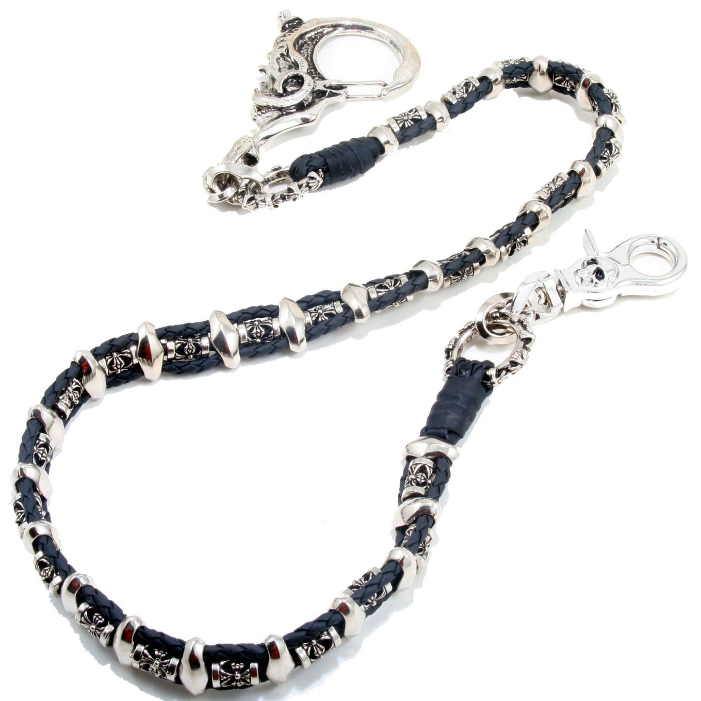Big Skull Hook Leather Biker Trucker Key Jean Wallet Chain (28") Black NCS50