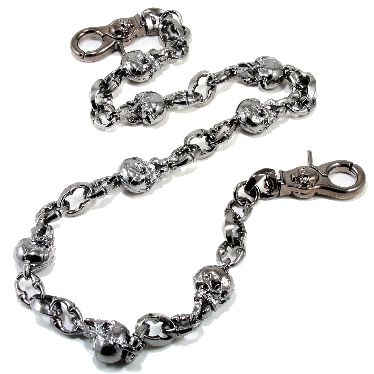 DK Skull Tongue Biker Trucker Keychain Key Jean Wallet Chain (22/27") SLV/BLK NCS74