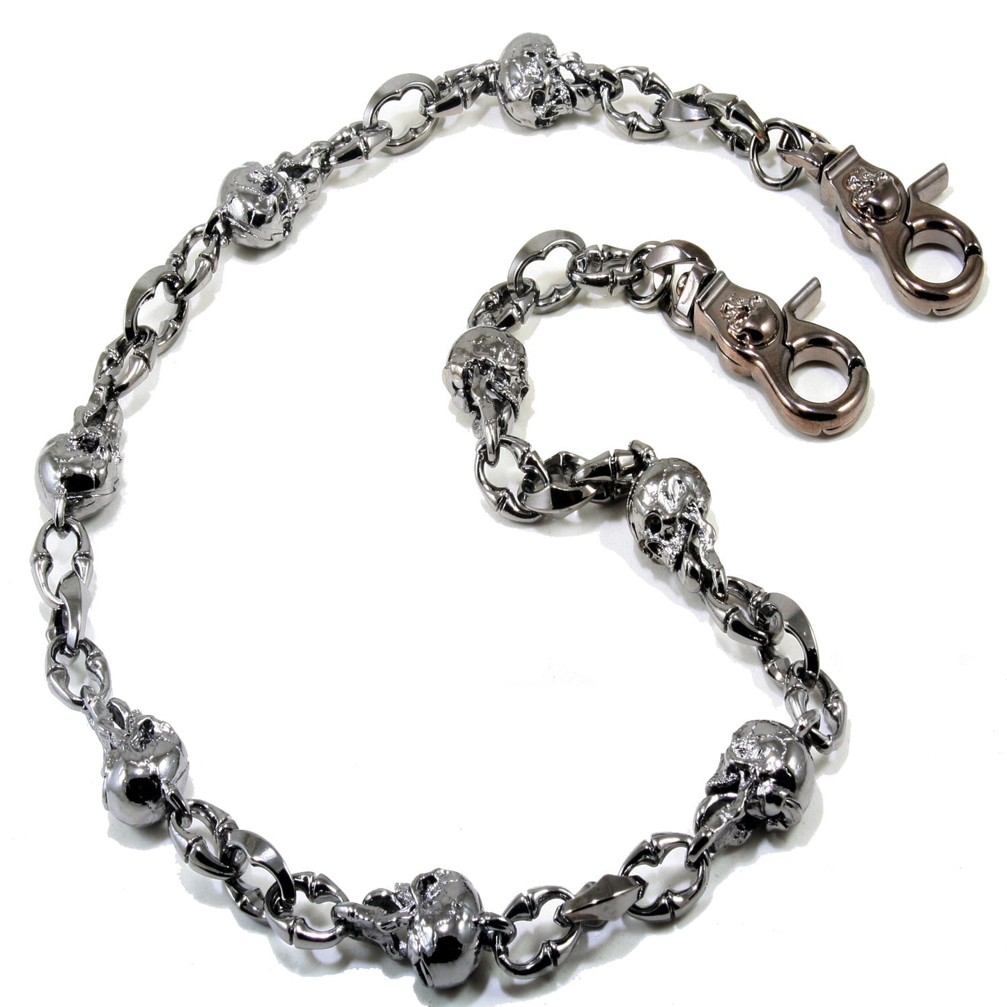 DK Skull Tongue Biker Trucker Keychain Key Jean Wallet Chain (22/27") SLV/BLK NCS74