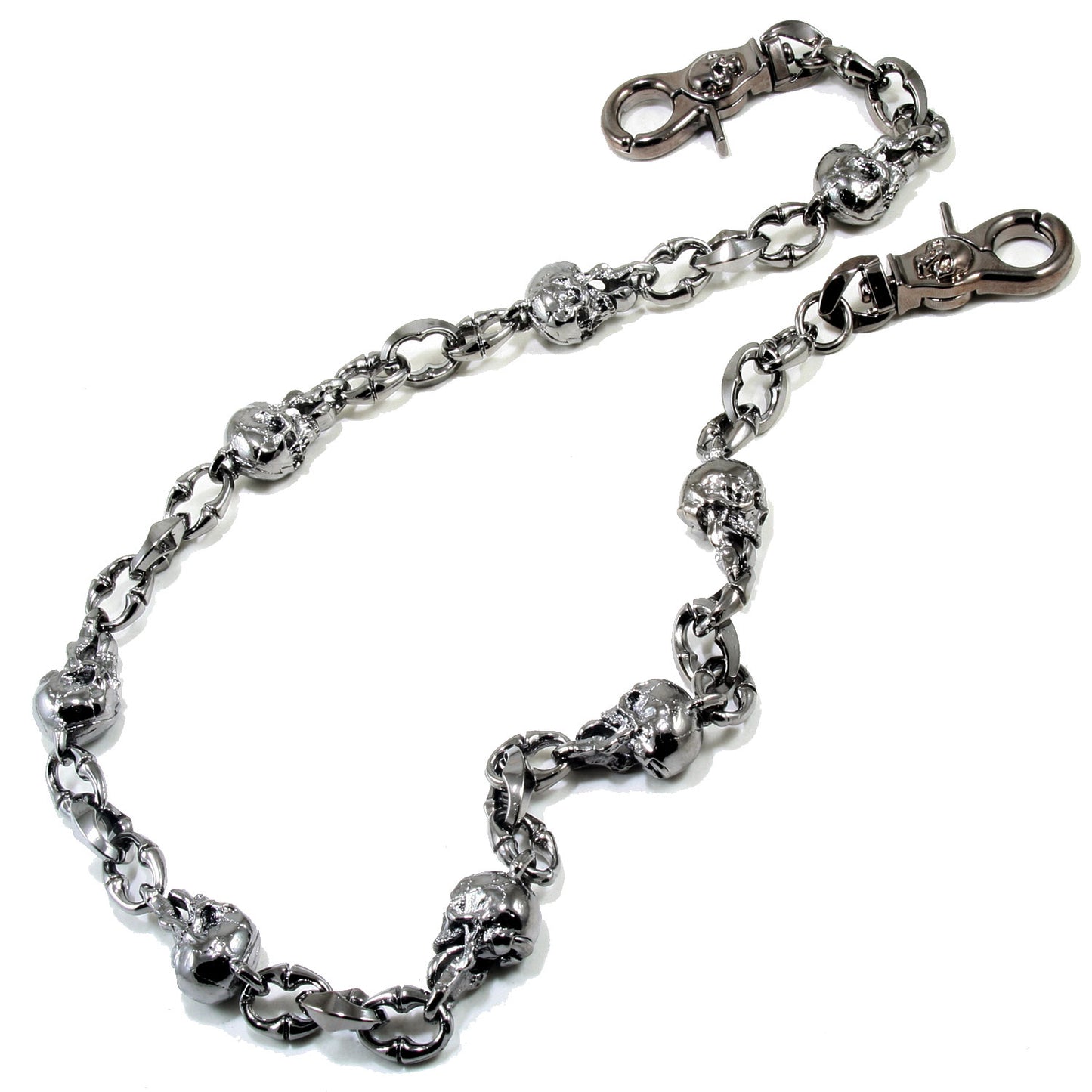 DK Skull Tongue Biker Trucker Keychain Key Jean Wallet Chain (22/27") SLV/BLK NCS74