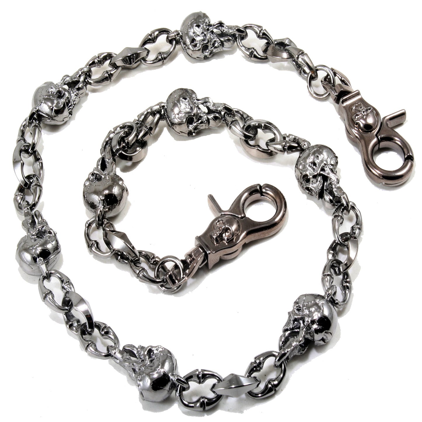 DK Skull Tongue Biker Trucker Keychain Key Jean Wallet Chain (22/27") SLV/BLK NCS74