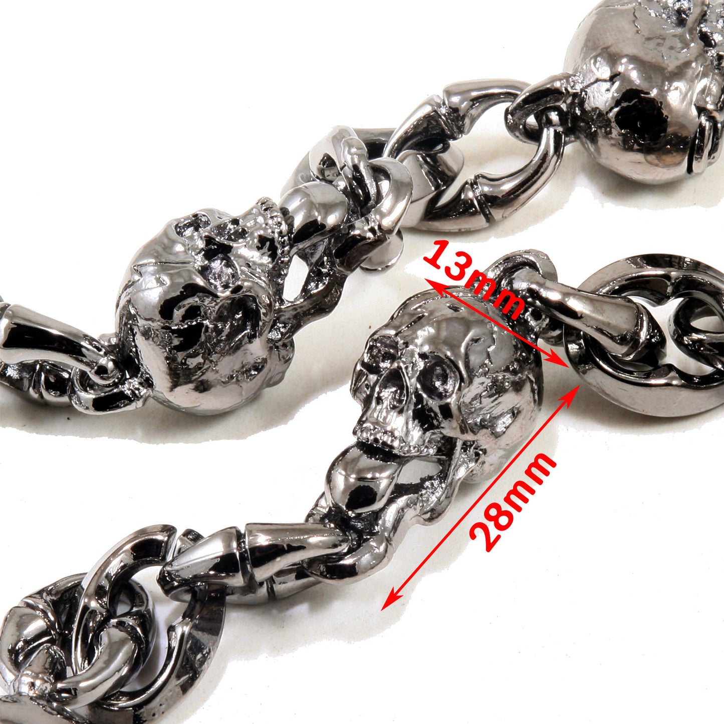 DK Skull Tongue Biker Trucker Keychain Key Jean Wallet Chain (22/27") SLV/BLK NCS74
