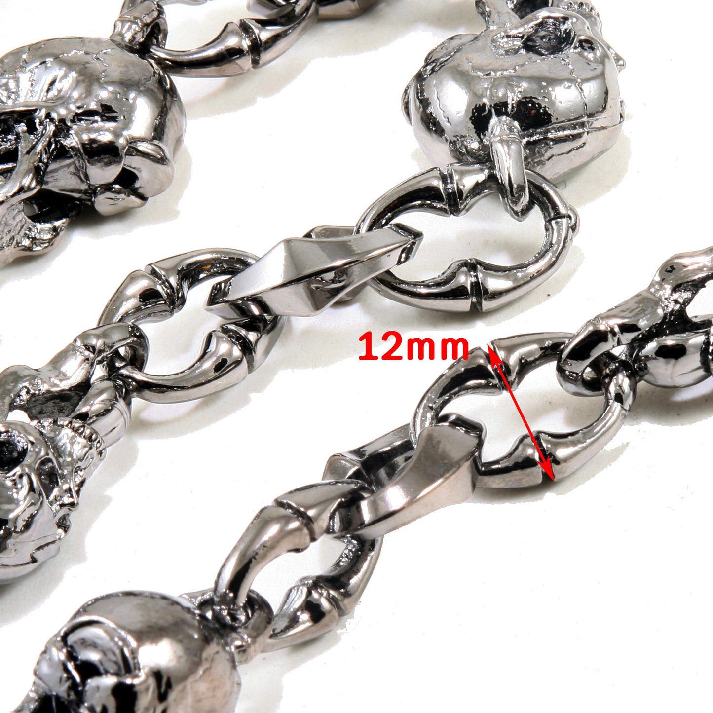 DK Skull Tongue Biker Trucker Keychain Key Jean Wallet Chain (22/27") SLV/BLK NCS74