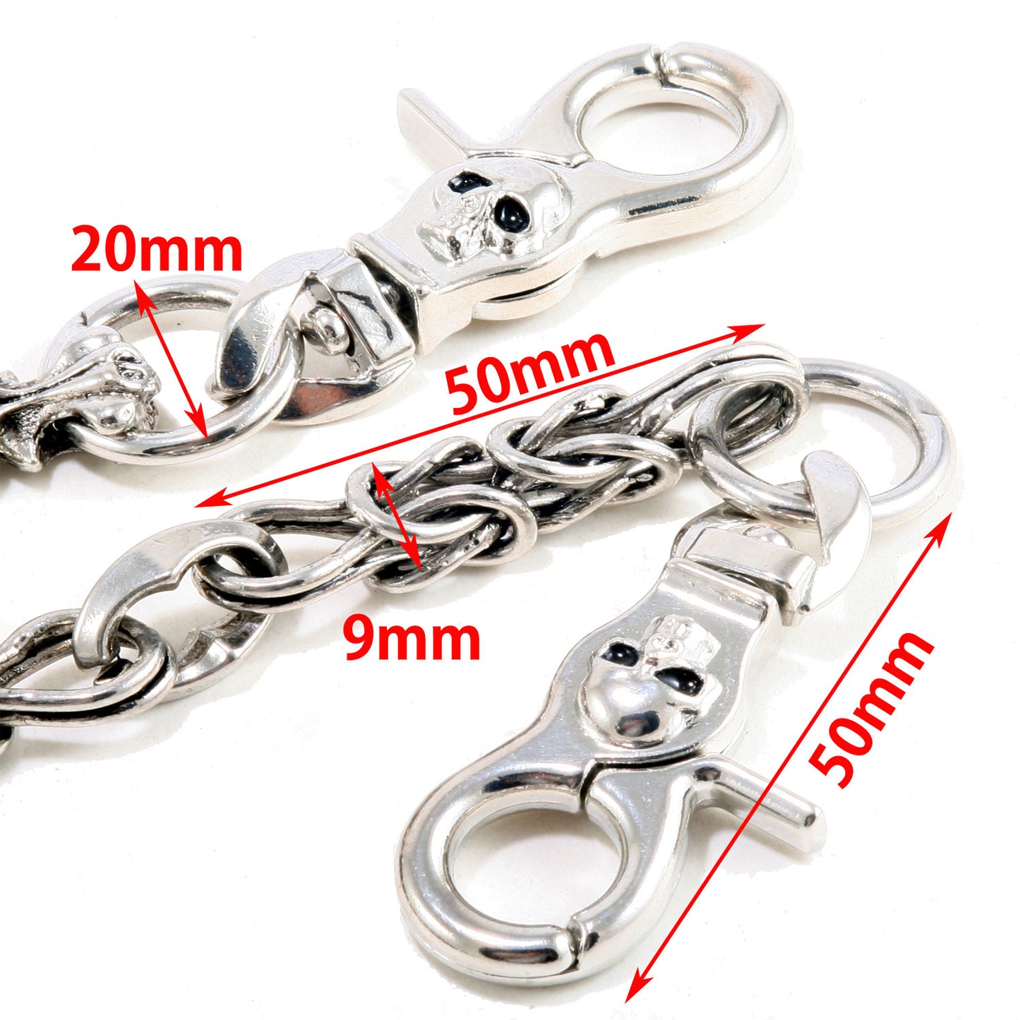 DK 2 Dragon Head Trucker Rocker Biker Key Jean Wallet Chain (22/27") Silver NCS84