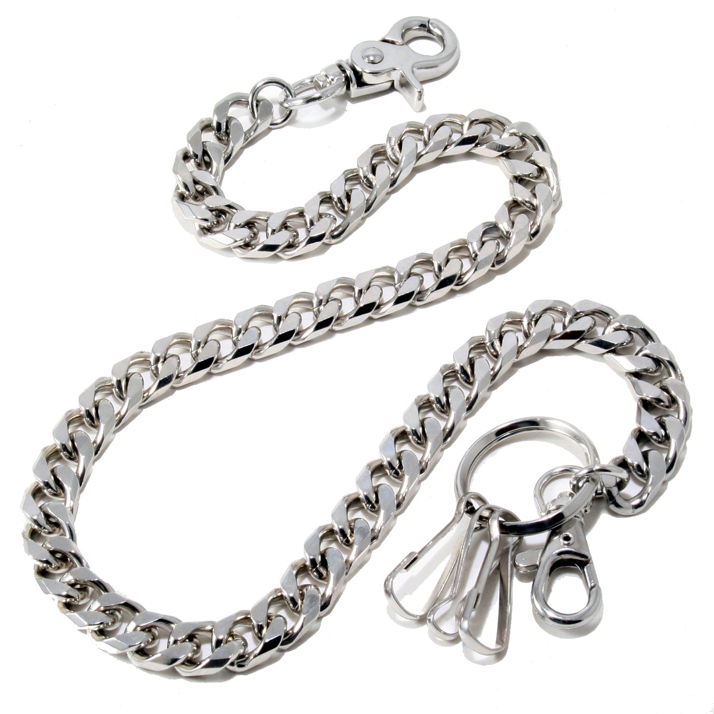 DK EMO Strong Basic Leash Heavy Linked Jeans Wallet Key Chain (23") SLV/BLK CS149MLT