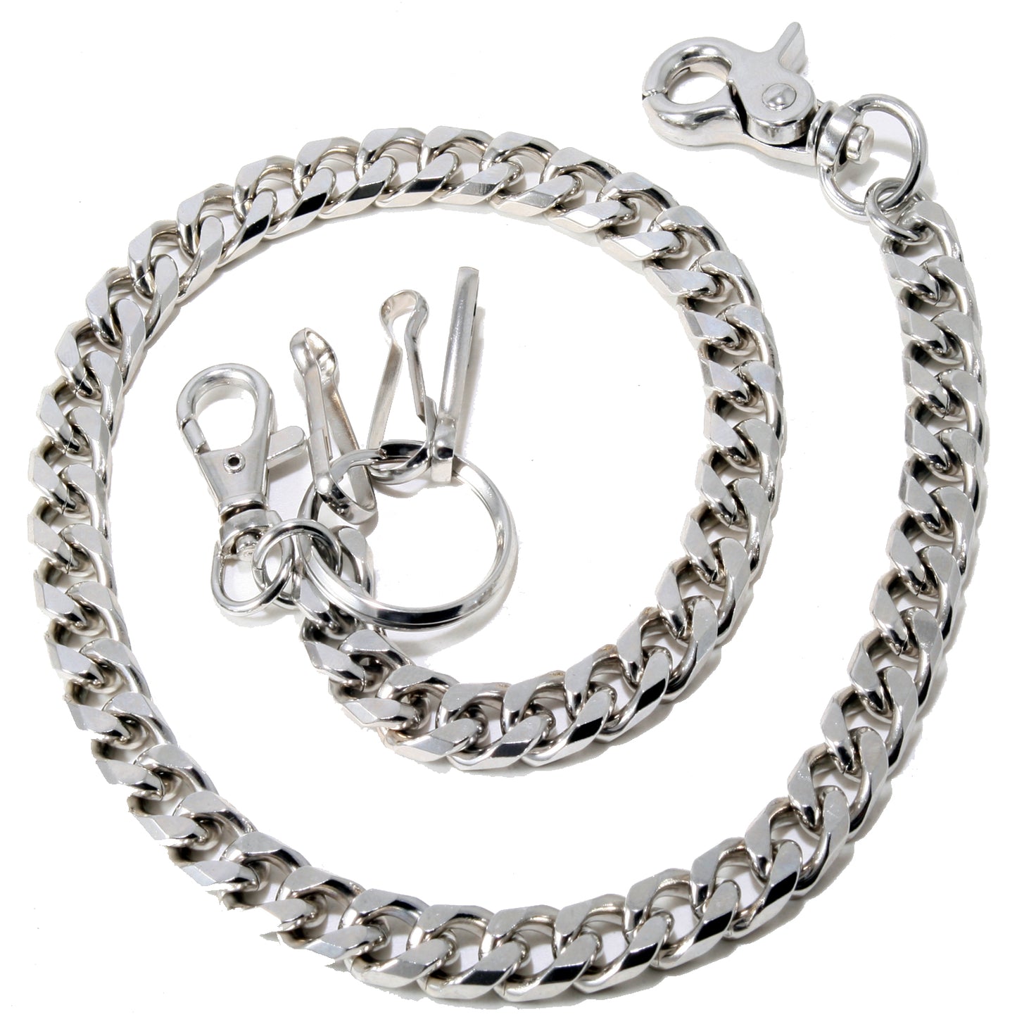 DK EMO Strong Basic Leash Heavy Linked Jeans Wallet Key Chain (23") SLV/BLK CS149MLT