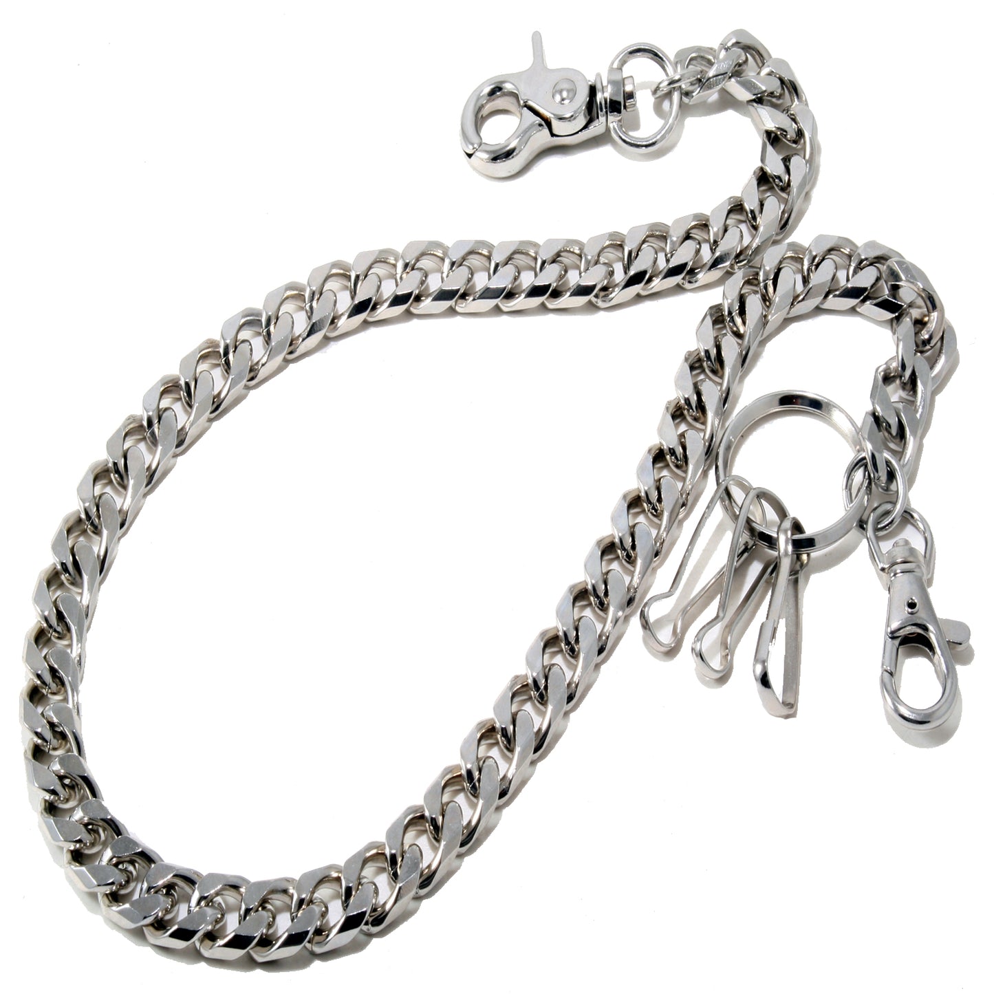 DK EMO Strong Basic Leash Heavy Linked Jeans Wallet Key Chain (23") SLV/BLK CS149MLT
