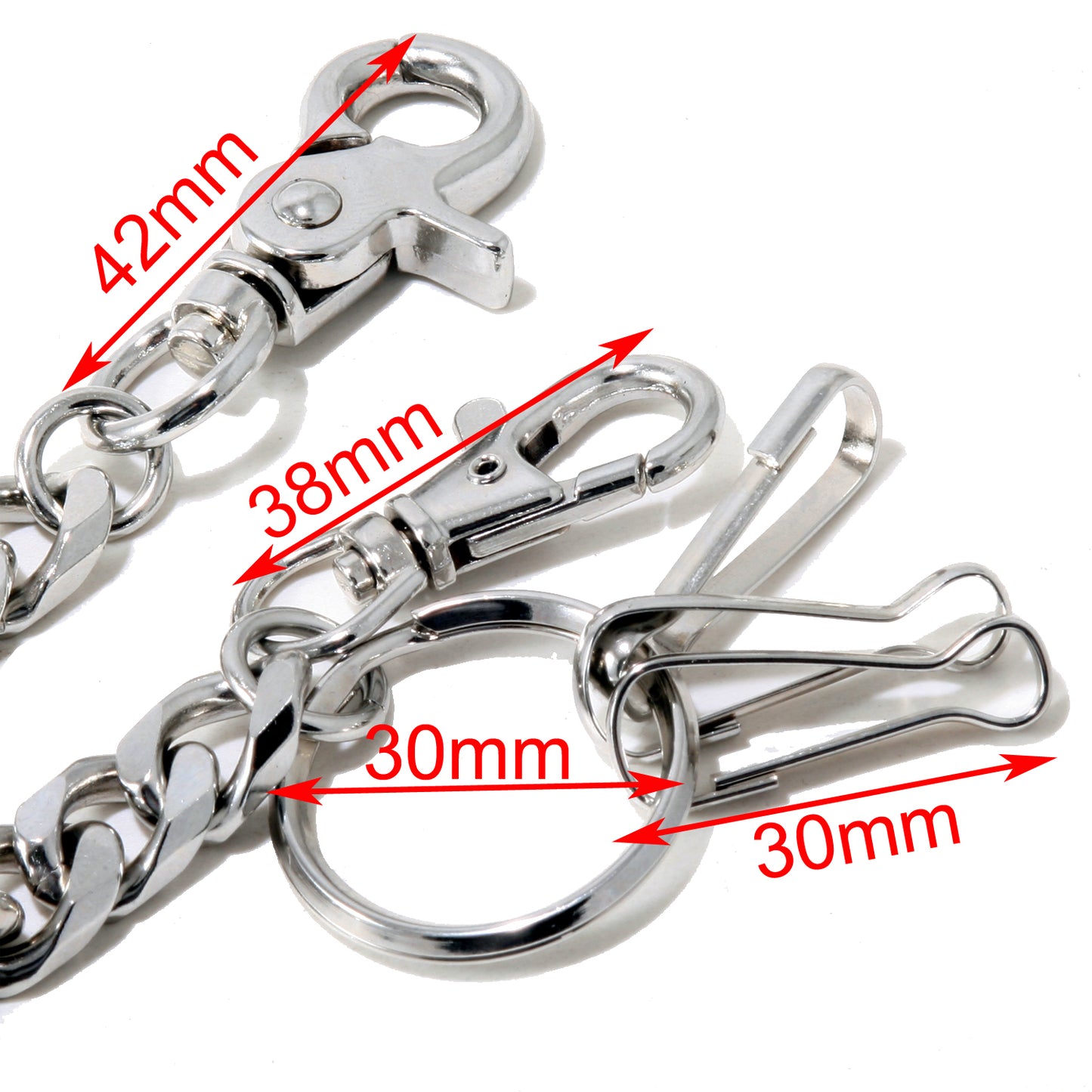 DK Strong Basic Leash Heavy Linked Jeans Wallet Key Chain (23"/20") Silver NCS92MLT
