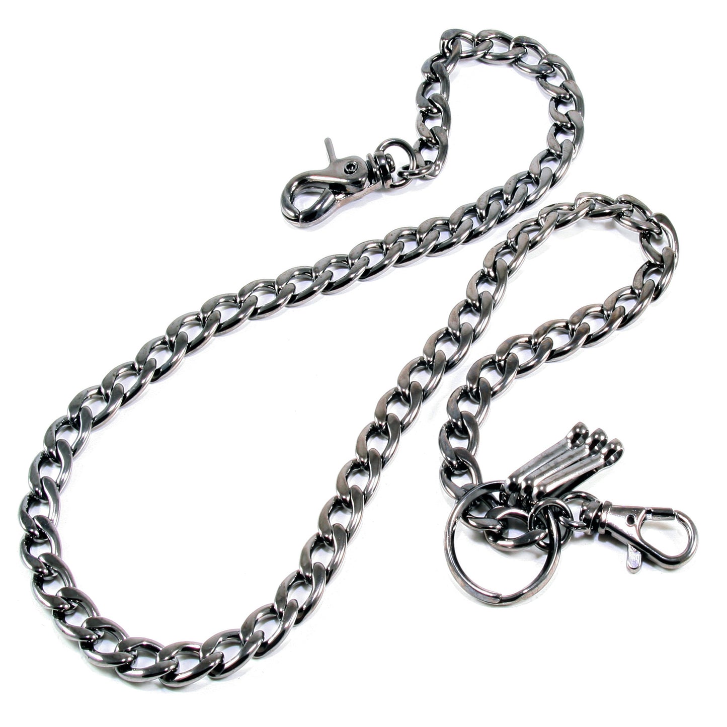 DK EMO Simple Strong Basic Biker Trucker Key Jean Wallet Chain (20" / 30") SLV/BLK CS108T