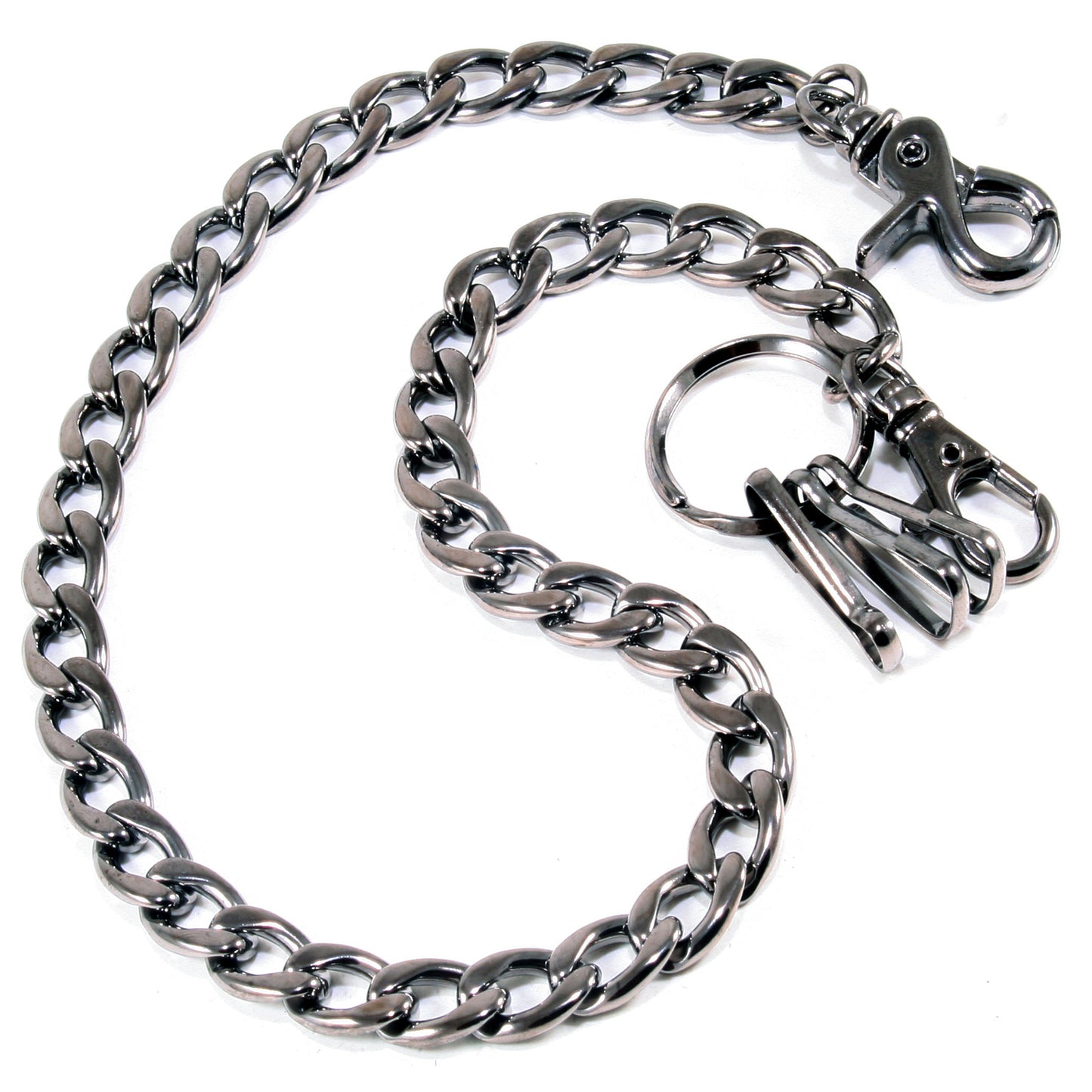 DK EMO Simple Strong Basic Biker Trucker Key Jean Wallet Chain (20" / 30") SLV/BLK CS108T