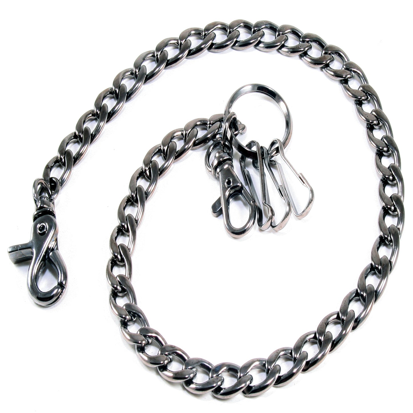 DK EMO Simple Strong Basic Biker Trucker Key Jean Wallet Chain (20" / 30") SLV/BLK CS108T