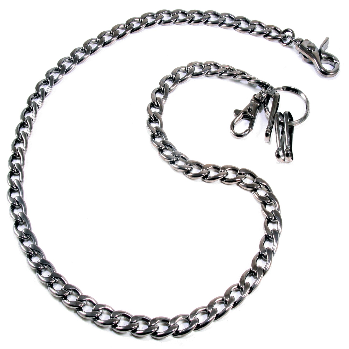 DK EMO Simple Strong Basic Biker Trucker Key Jean Wallet Chain (20" / 30") SLV/BLK CS108T